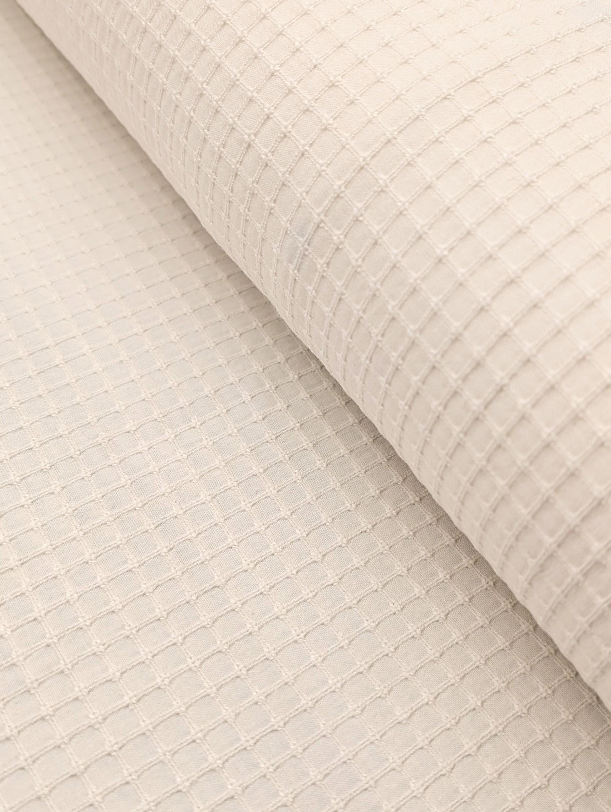 Kobayashi - Soft Gridded Weave Cotton Fabric - White