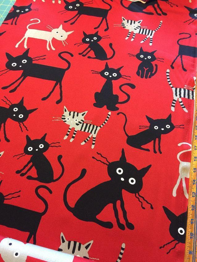 Hishiei - Cocoland Big Cats Cotton Oxford - Black and Red