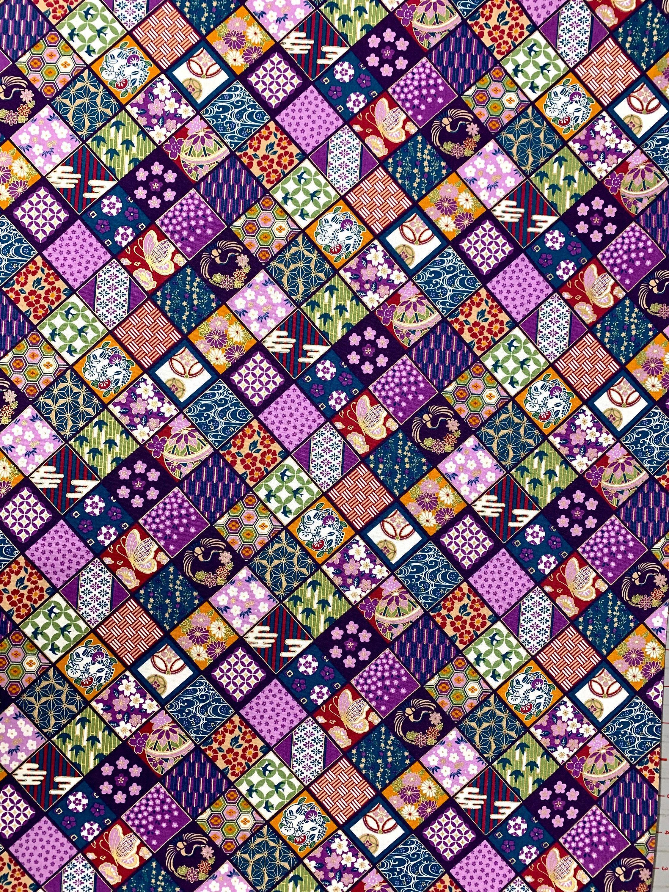 Senyo - Golden Flower Story Cotton Fabric - Purple