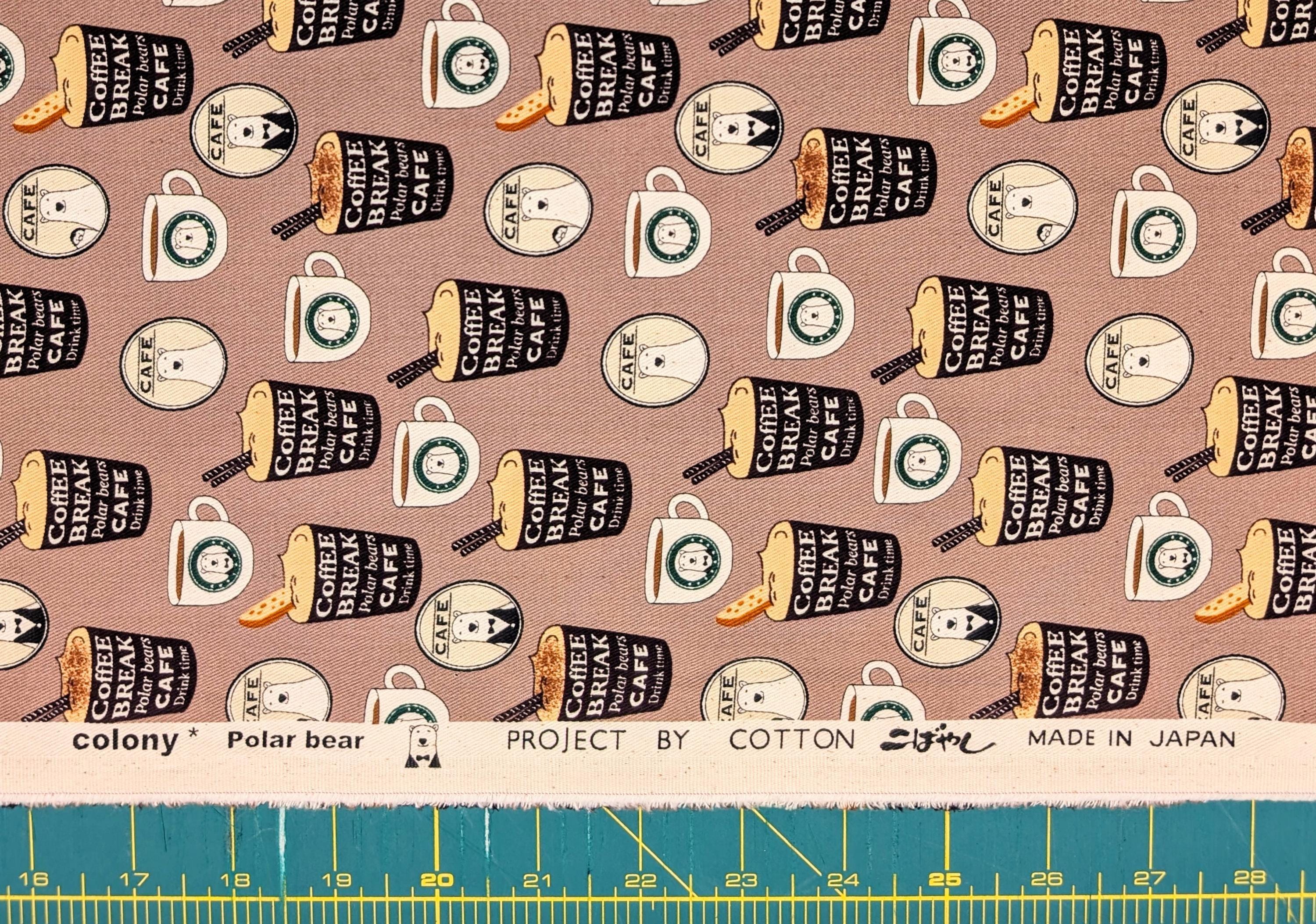 NEW Polar Bear Cafe Kobayashi Japanese cotton oxford twill fabric KTS-7066 E brown