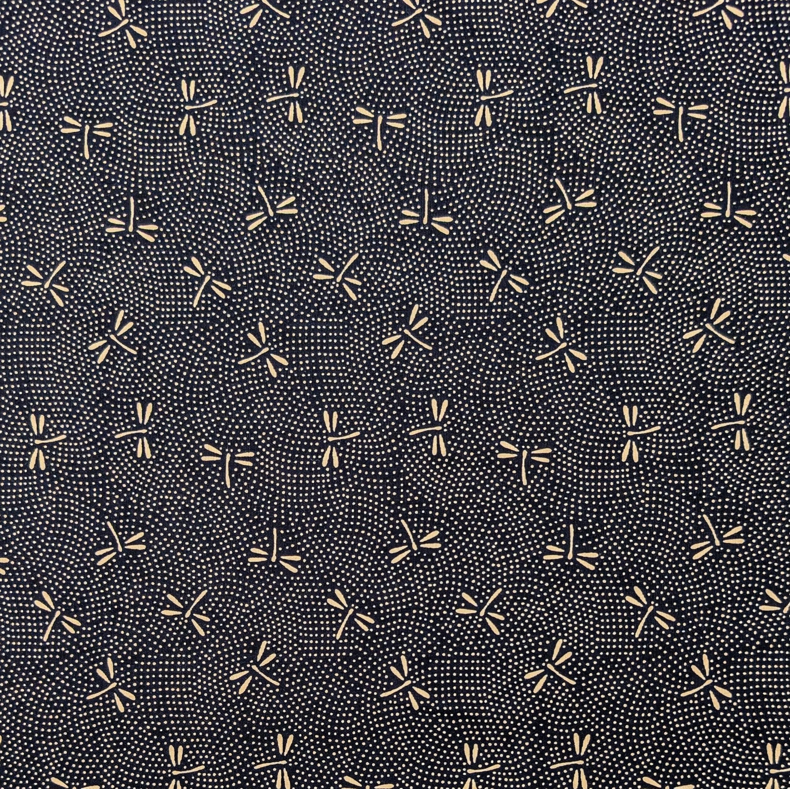 NEW Dotted Dragonflies Senyo Japanese cotton fabric SK-100-4 B navy