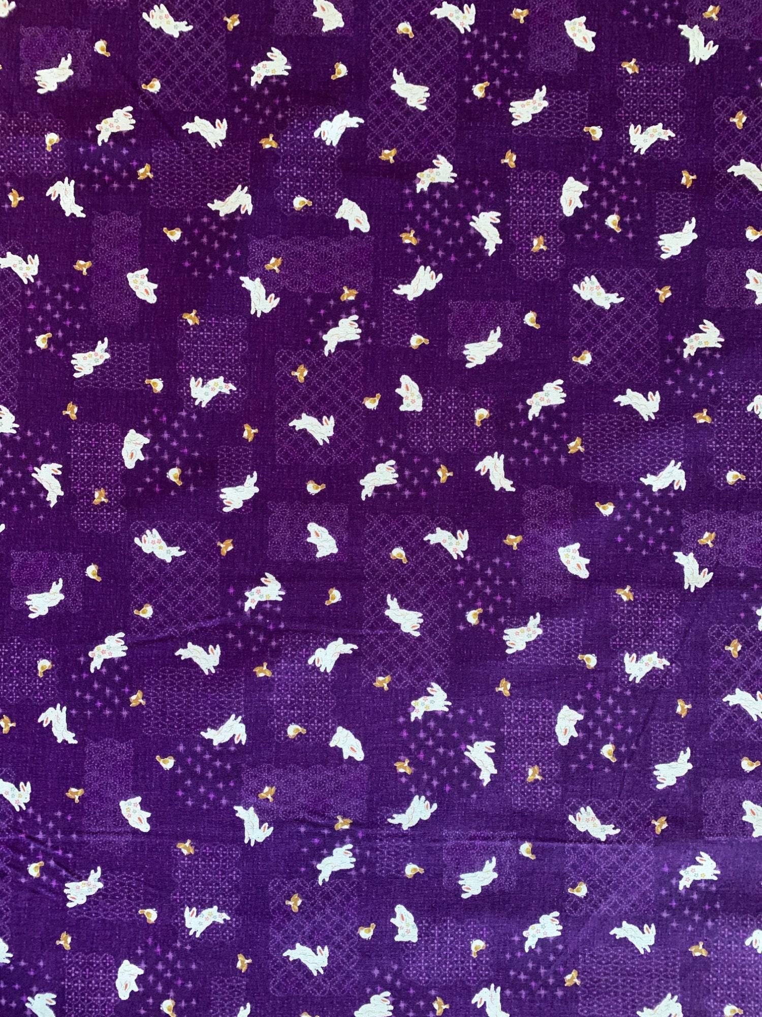 Sevenberry - Patchwork Rabbits Cotton Fabric - Purple