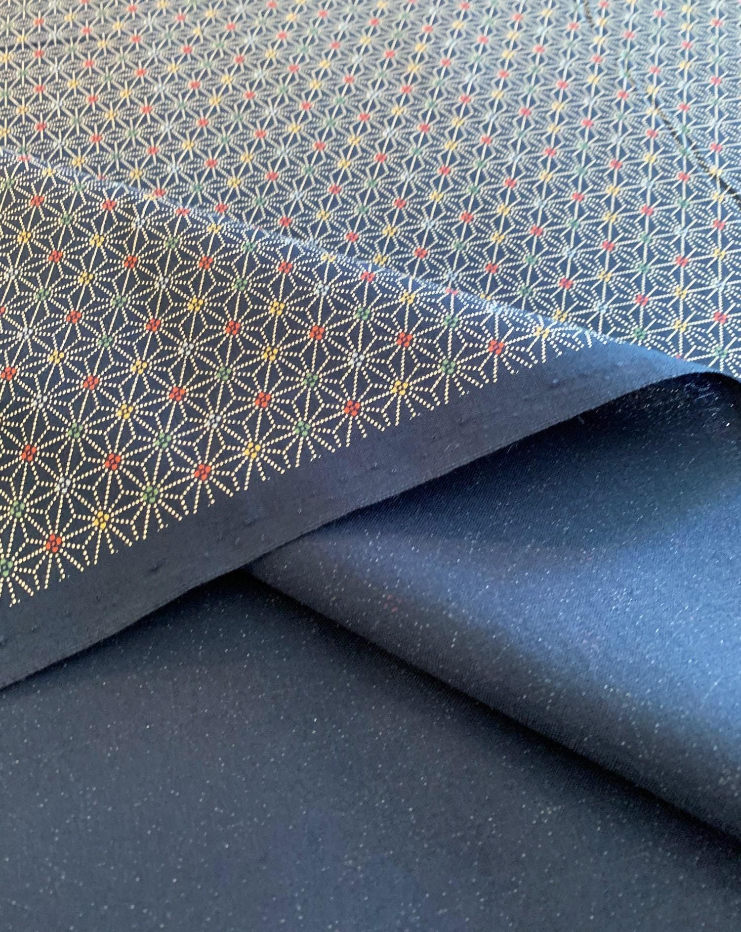 Sevenberry - Dotted Asanoha Stars Cotton Fabric - Navy Blue
