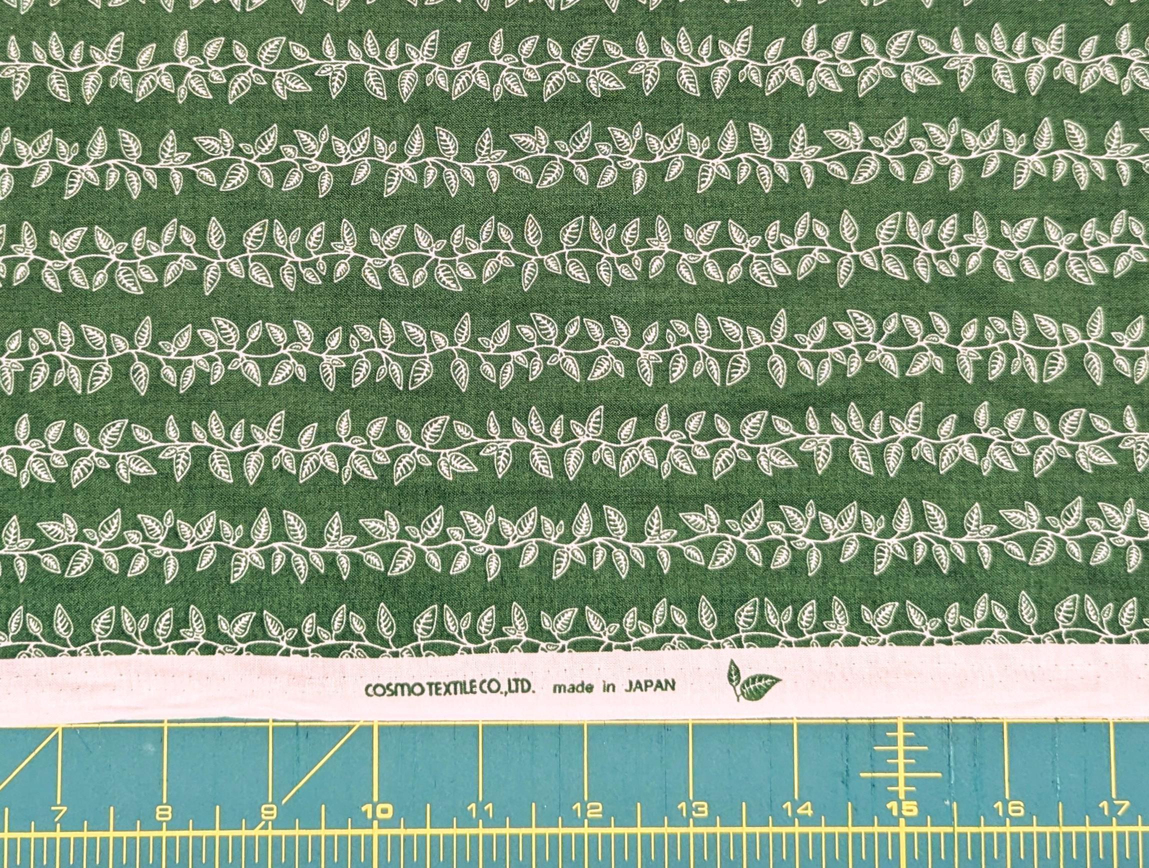 Cosmo - Vining Leaves Cotton Sheeting - Green & White