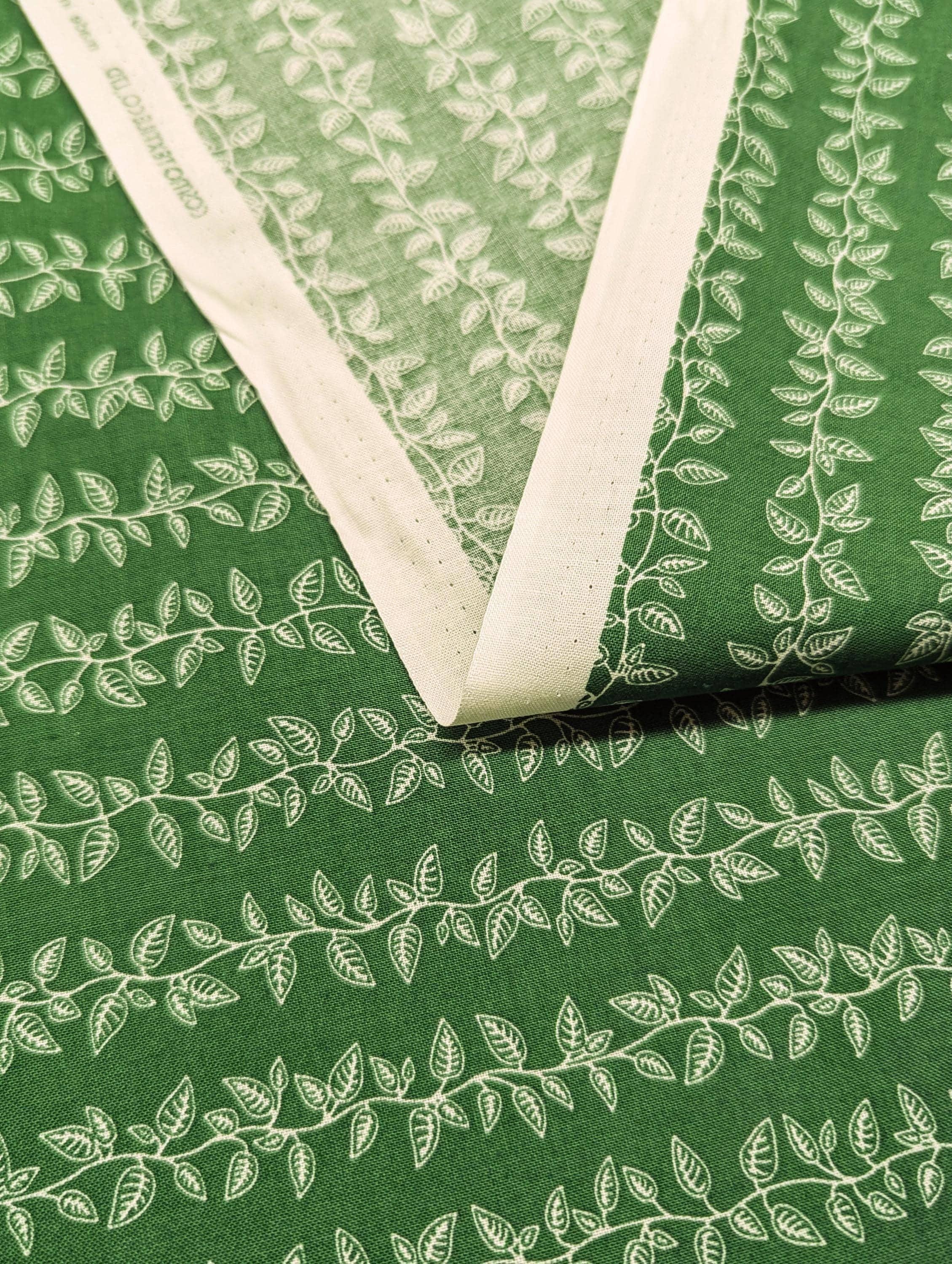 Cosmo - Vining Leaves Cotton Sheeting - Green & White