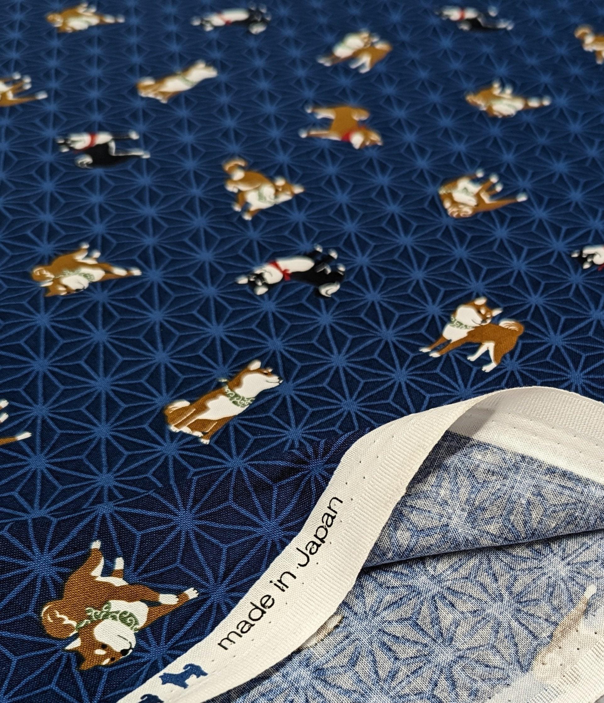 Hishiei - Asanoha Shibas Cotton Fabric - Navy