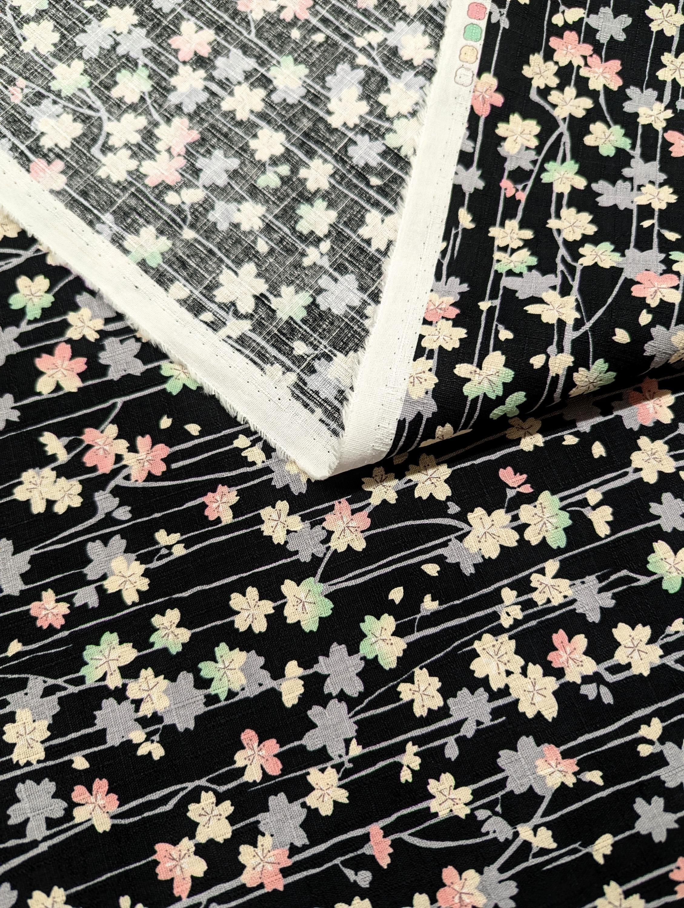 Hokkoh - Cherry Blossom Streams Cotton Dobby - Black