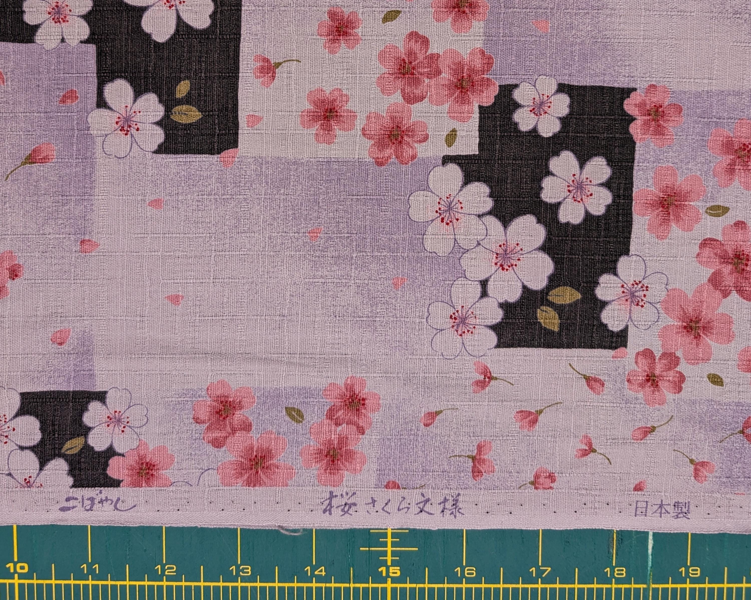 Patchwork Cherry Blossoms Kobayashi Japanese dobby cotton fabric KTS-6971 D purple