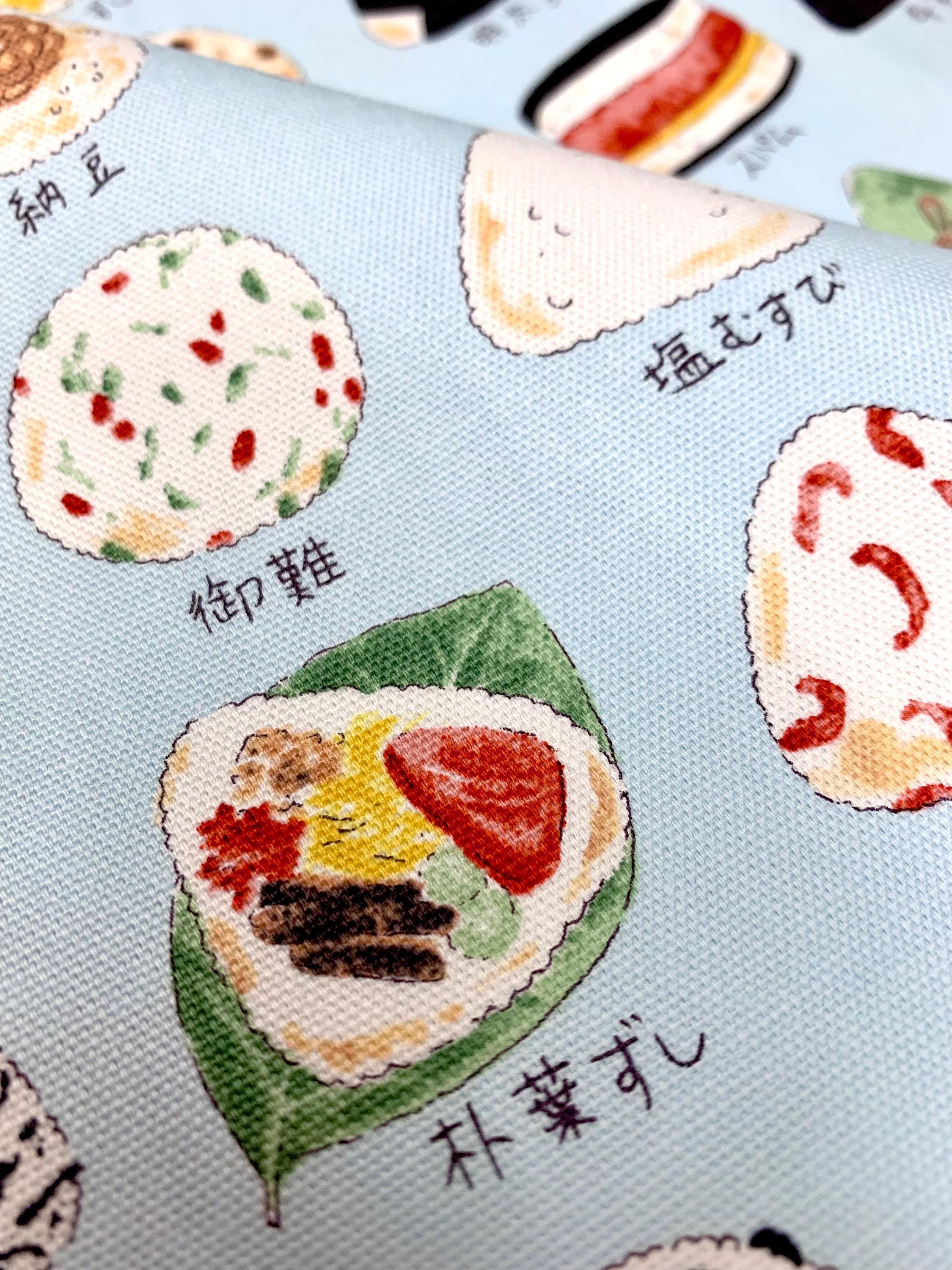 Kokka - Tasty Onigiri Cotton Oxford - Light Blue