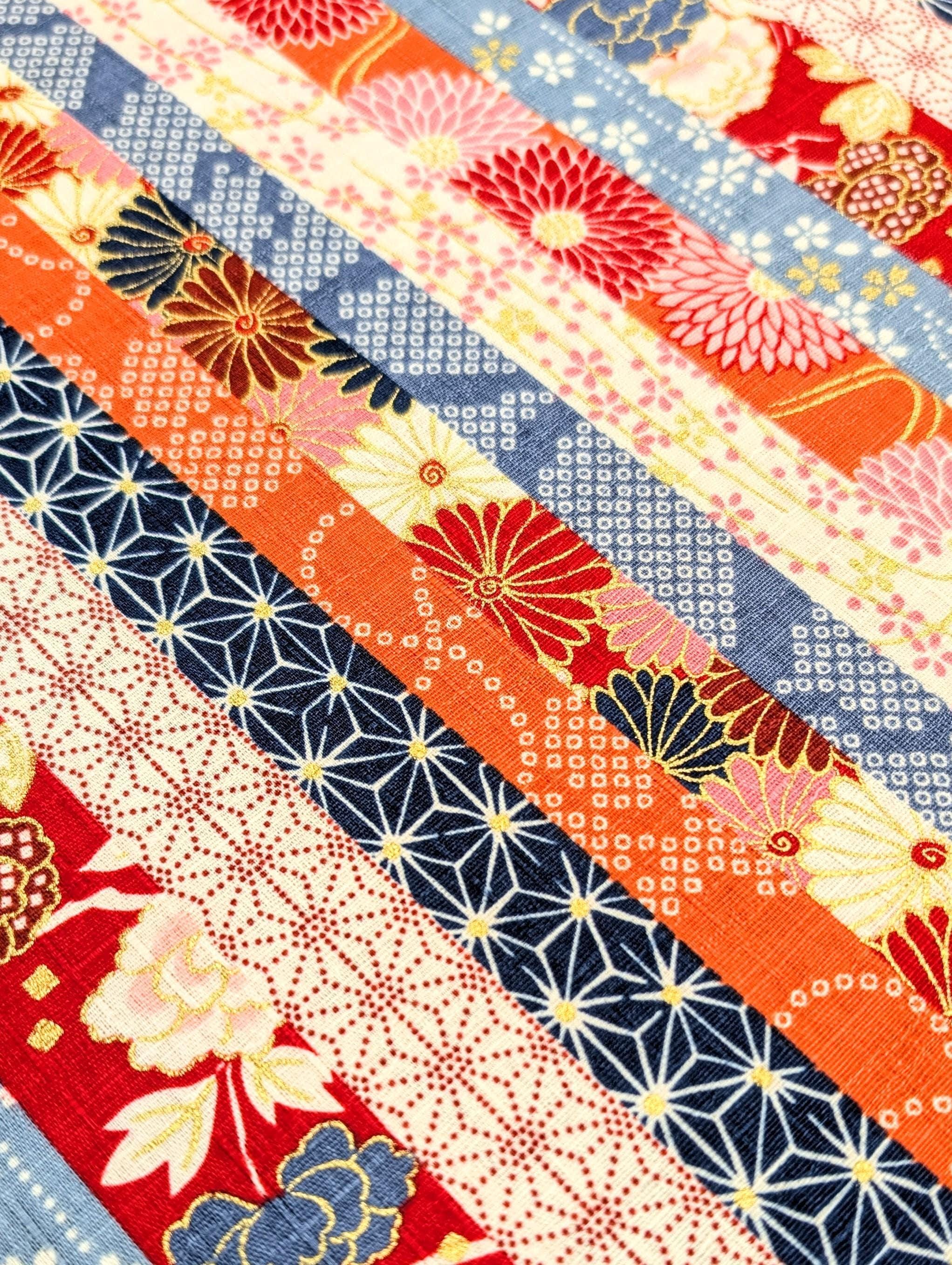 Hokkoh - Striped Flowers Cotton Dobby - Orange