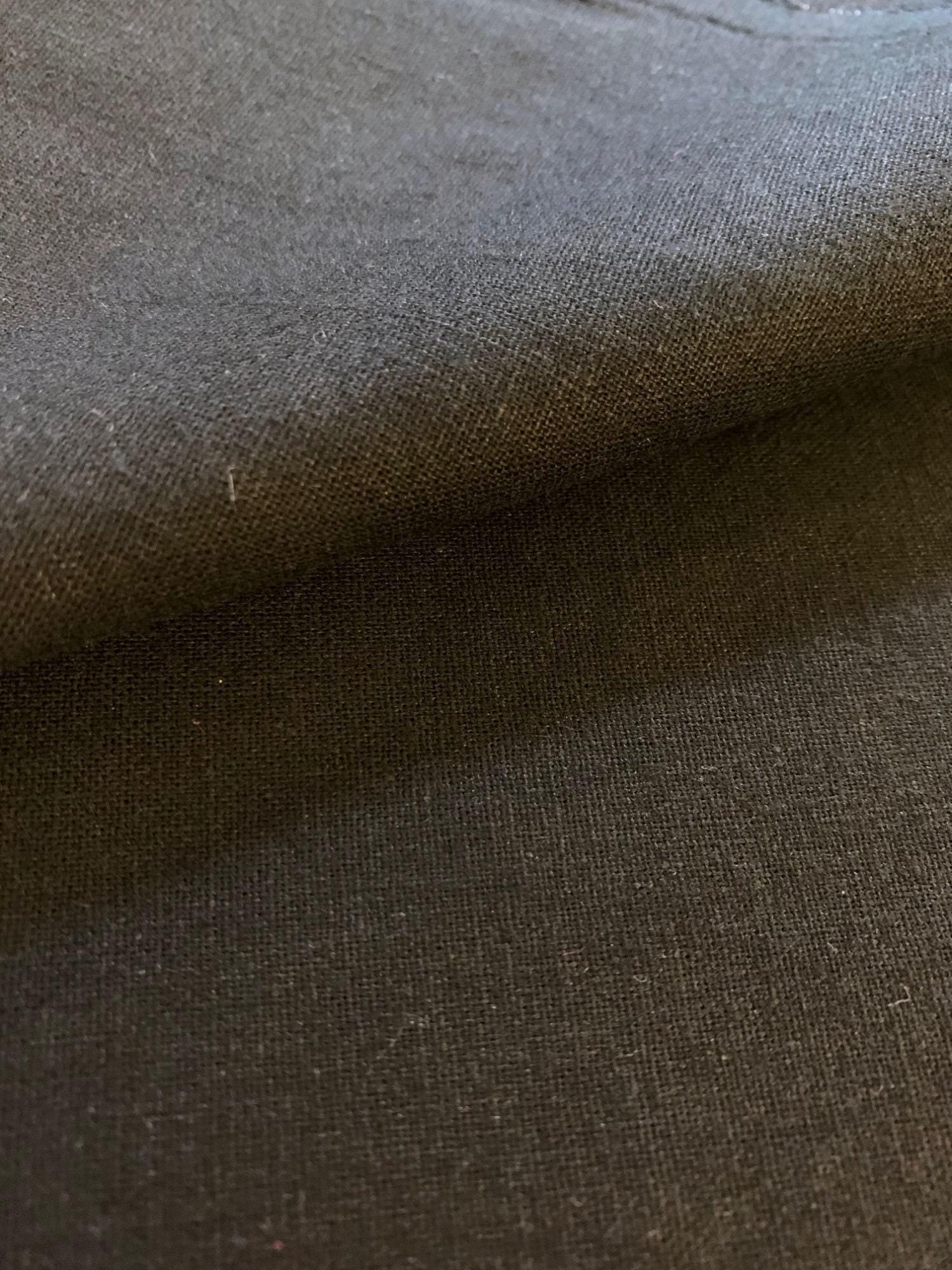 Hishiei - Solid Color Cotton/Linen Fabric - Black