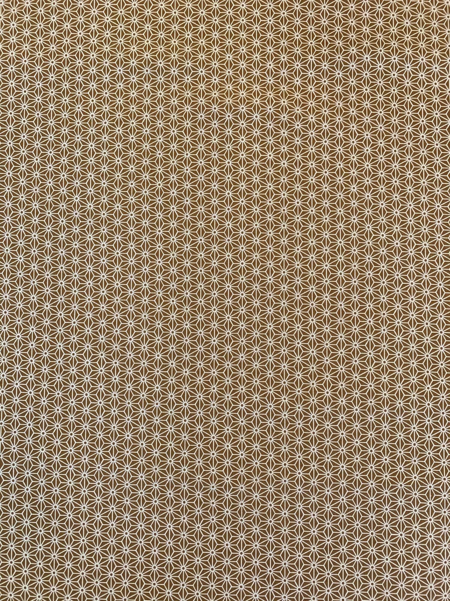 Sevenberry Small Asanoha stars in beige on bronze Japanese cotton fabric 88222-2-1