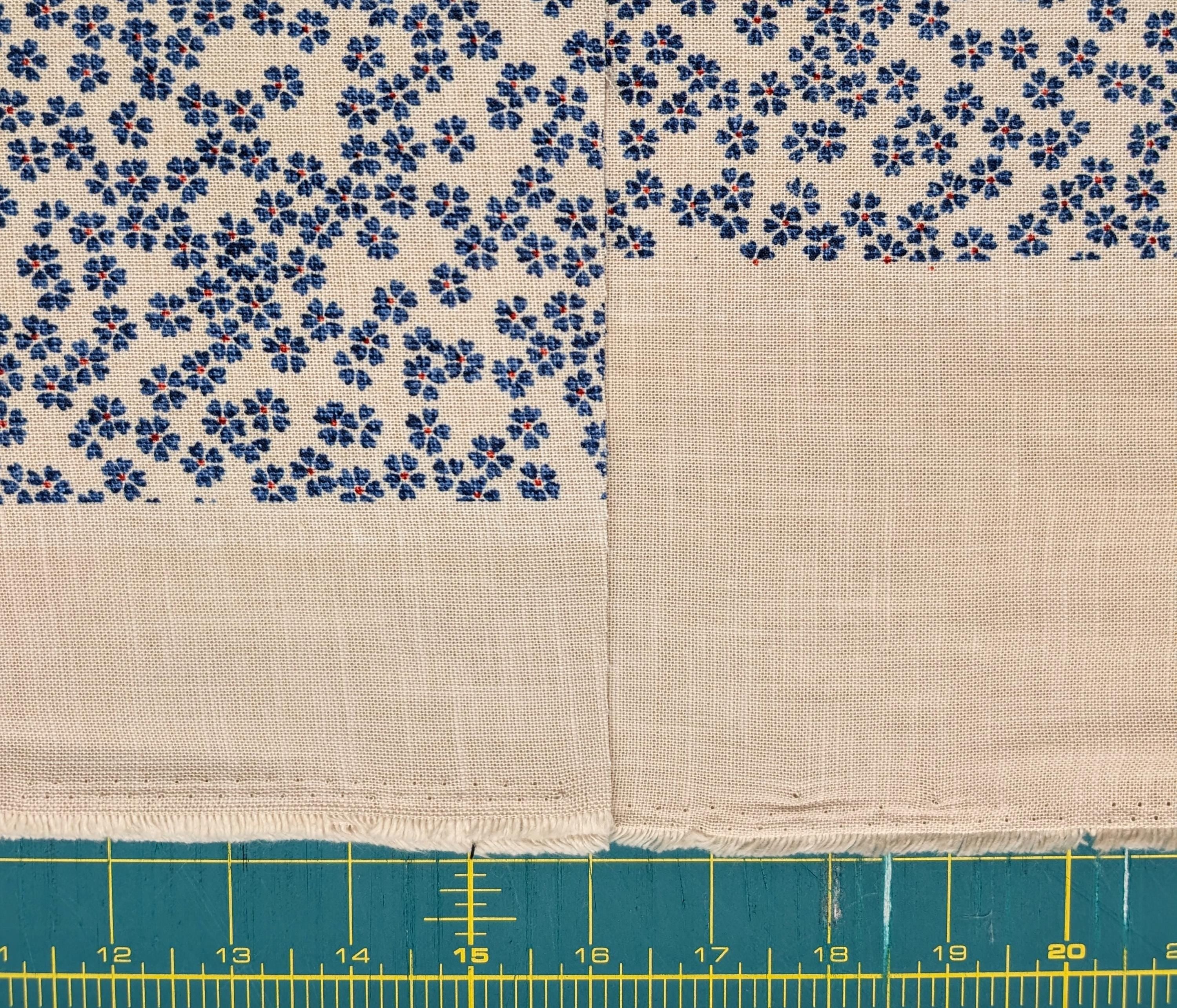 Hand Stenciled Cherry Blossoms Japanese cotton fabric KP7090- blue beige - half yard