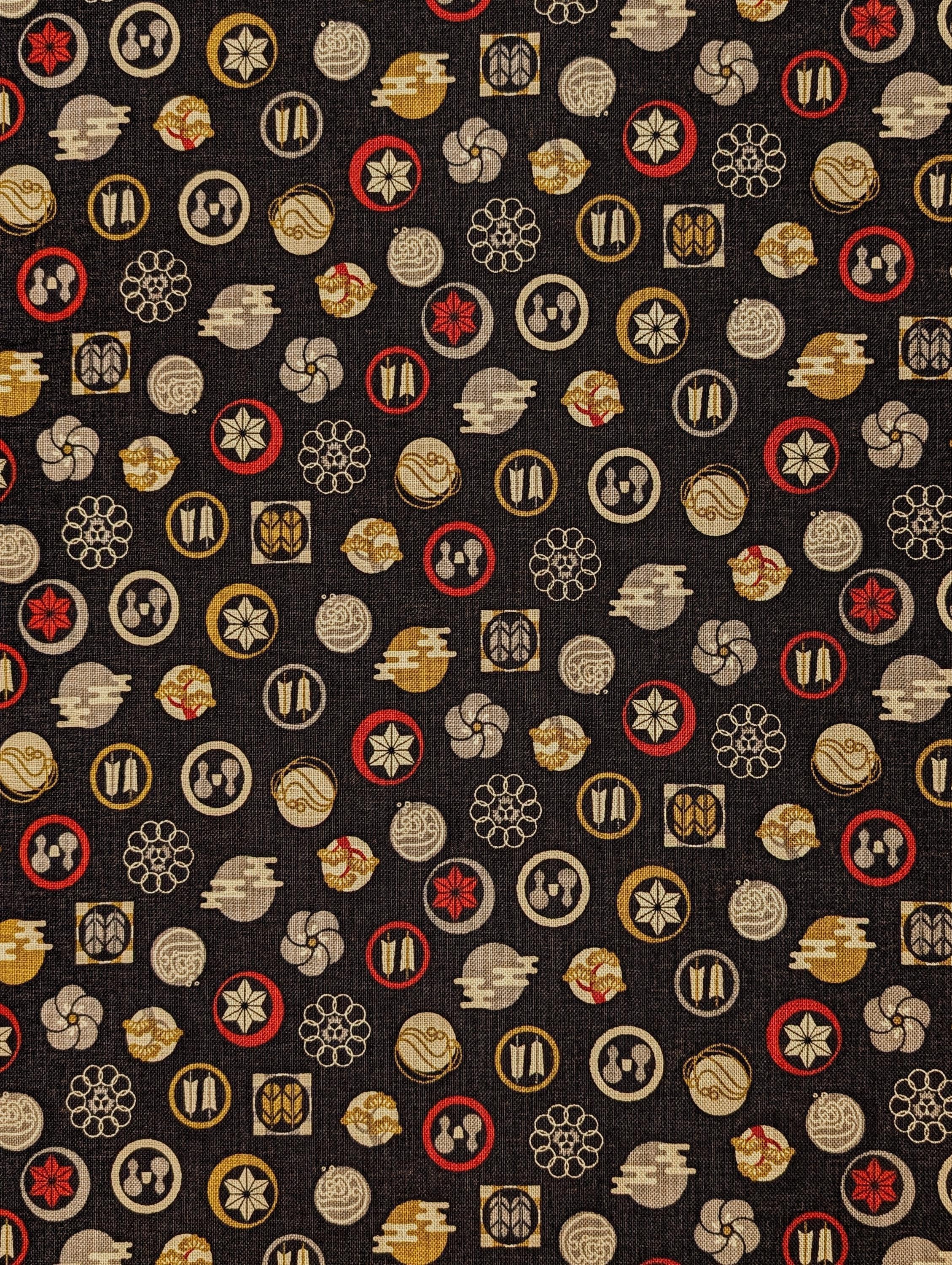 Sevenberry - Rustic Crests Cotton Fabric - Black