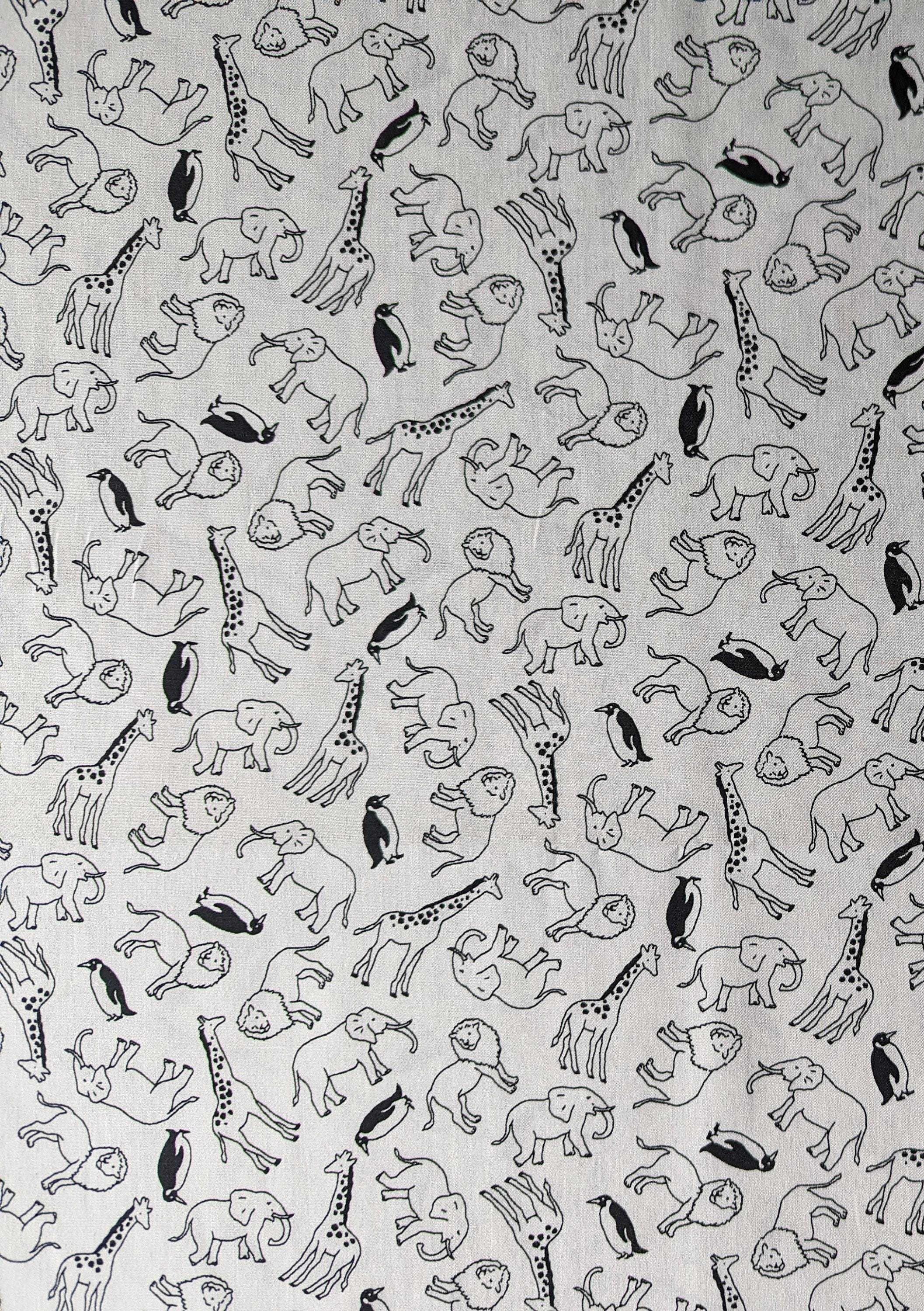 Sevenberry - African Animals Cotton Fabric - White