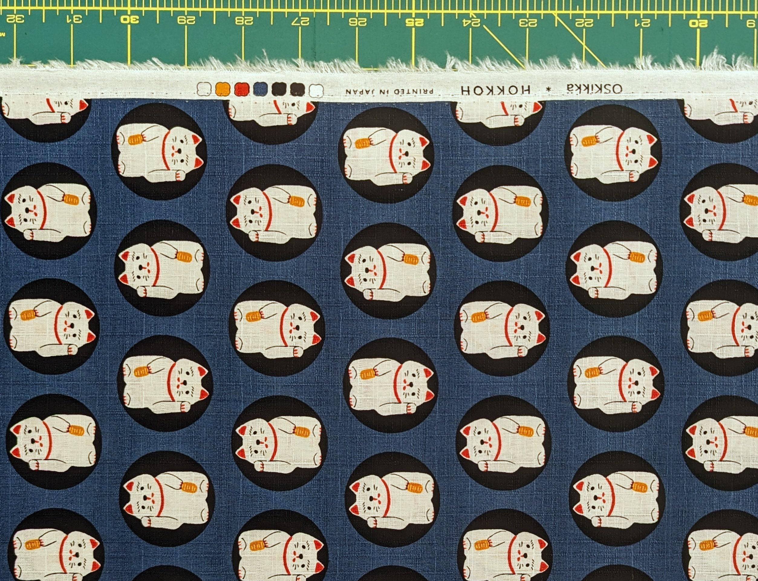 Hokkoh - Lucky Cats Cotton Dobby - Blue