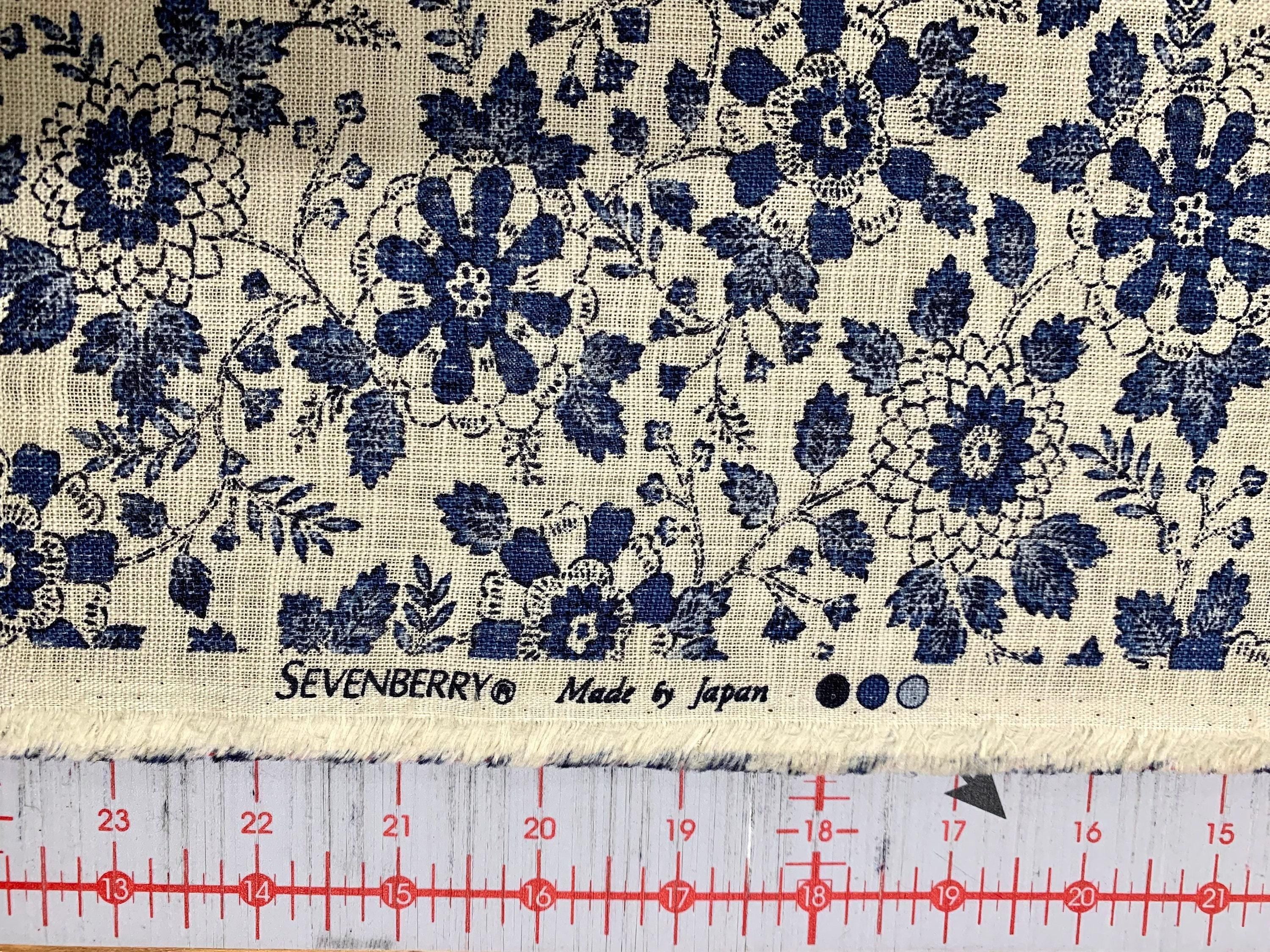 Sevenberry - Vintage Floral Cotton Fabric - Beige Blue