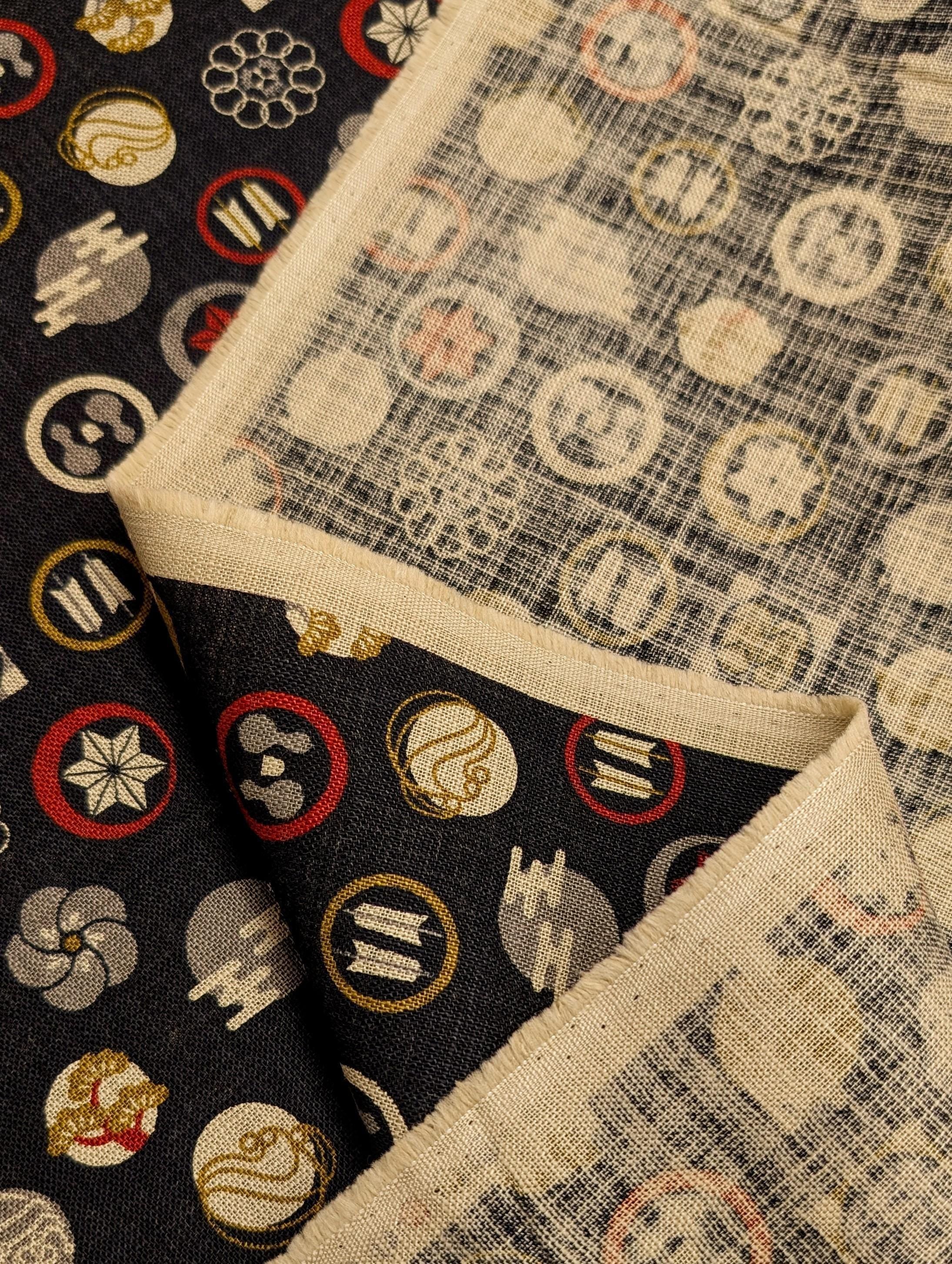 Sevenberry - Rustic Crests Cotton Fabric - Black