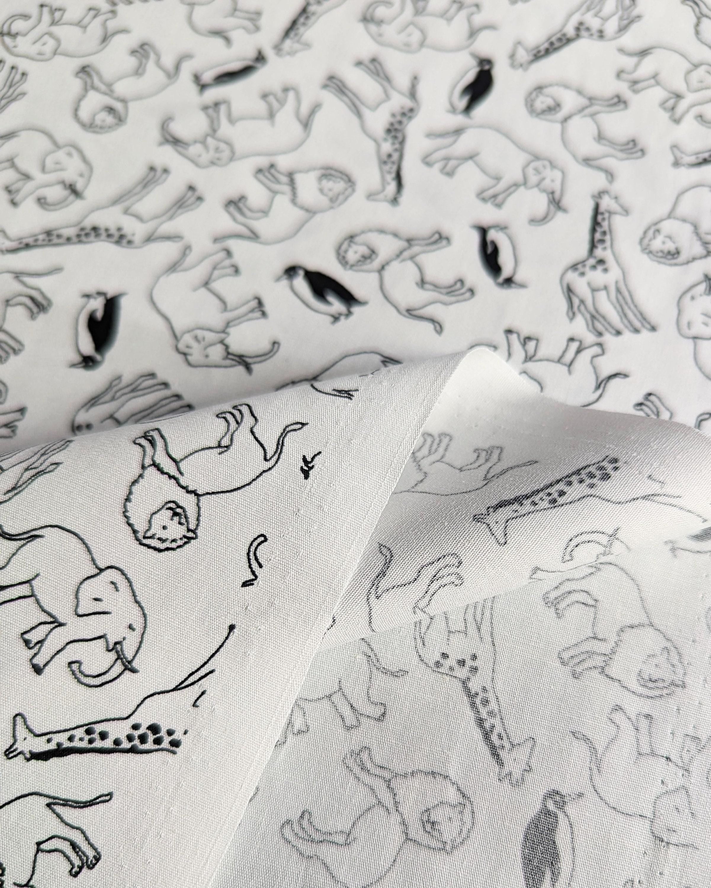 Sevenberry - African Animals Cotton Fabric - White