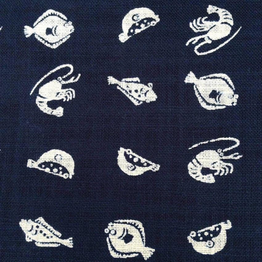 Sevenberry - Fish Cotton Fabric - Navy Indigo Blue