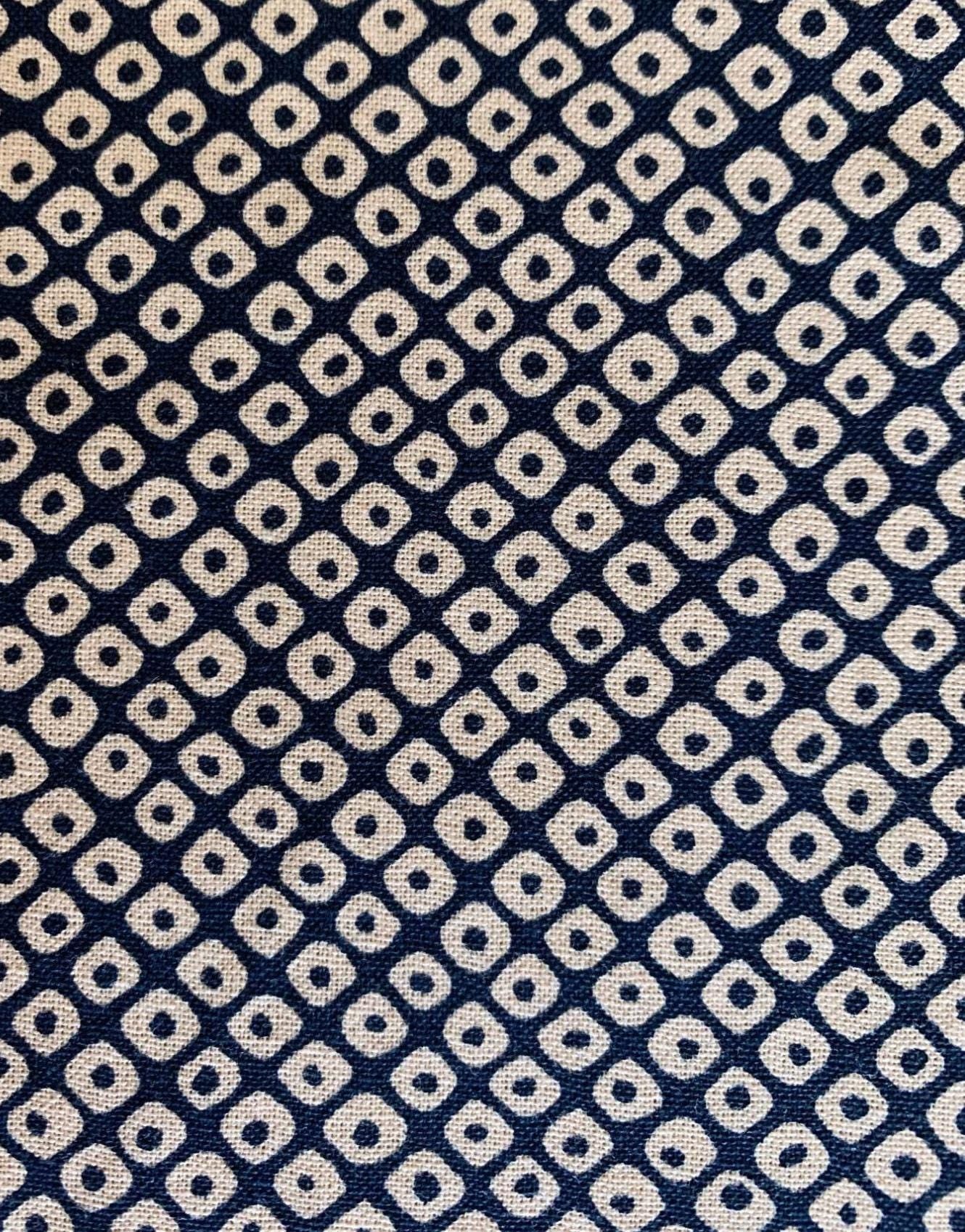 Sevenberry - Kanoko Dots Cotton Fabric - Navy Blue Beige