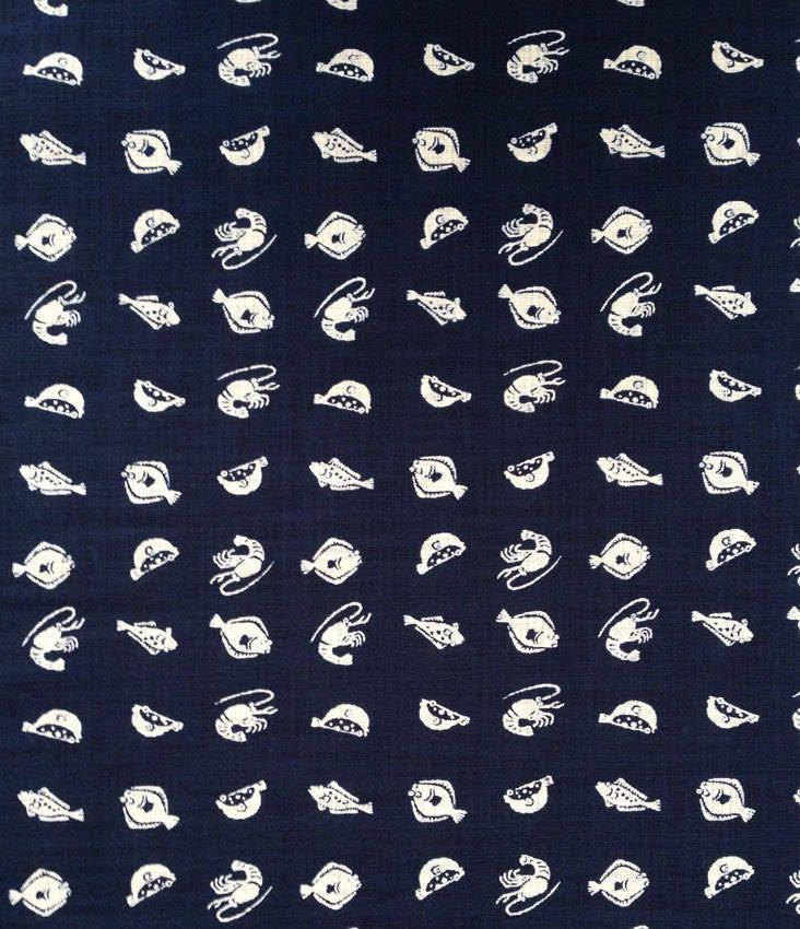 Sevenberry - Fish Cotton Fabric - Navy Indigo Blue