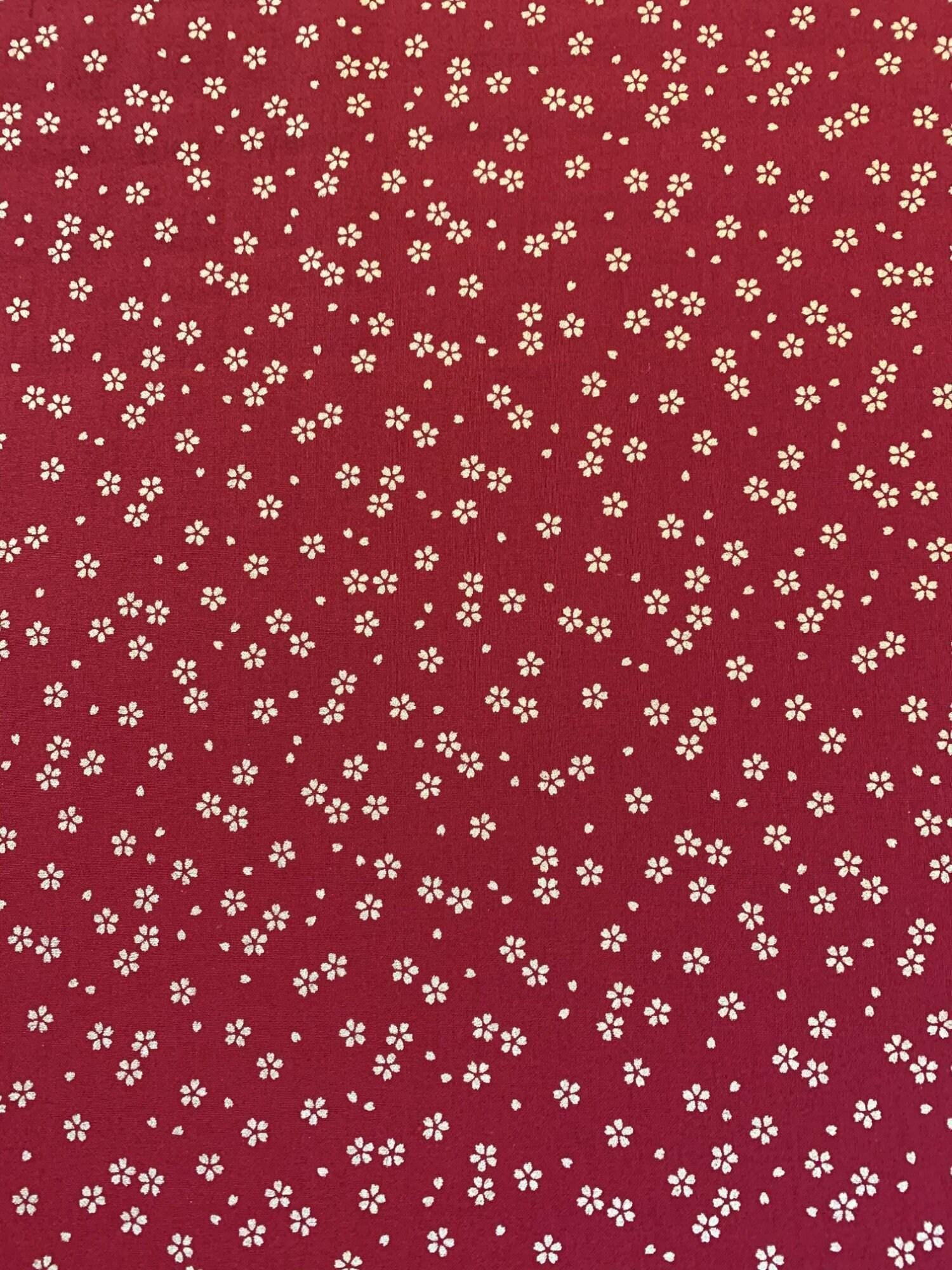Sevenberry - Golden Cherry Blossoms Cotton Fabric - Red