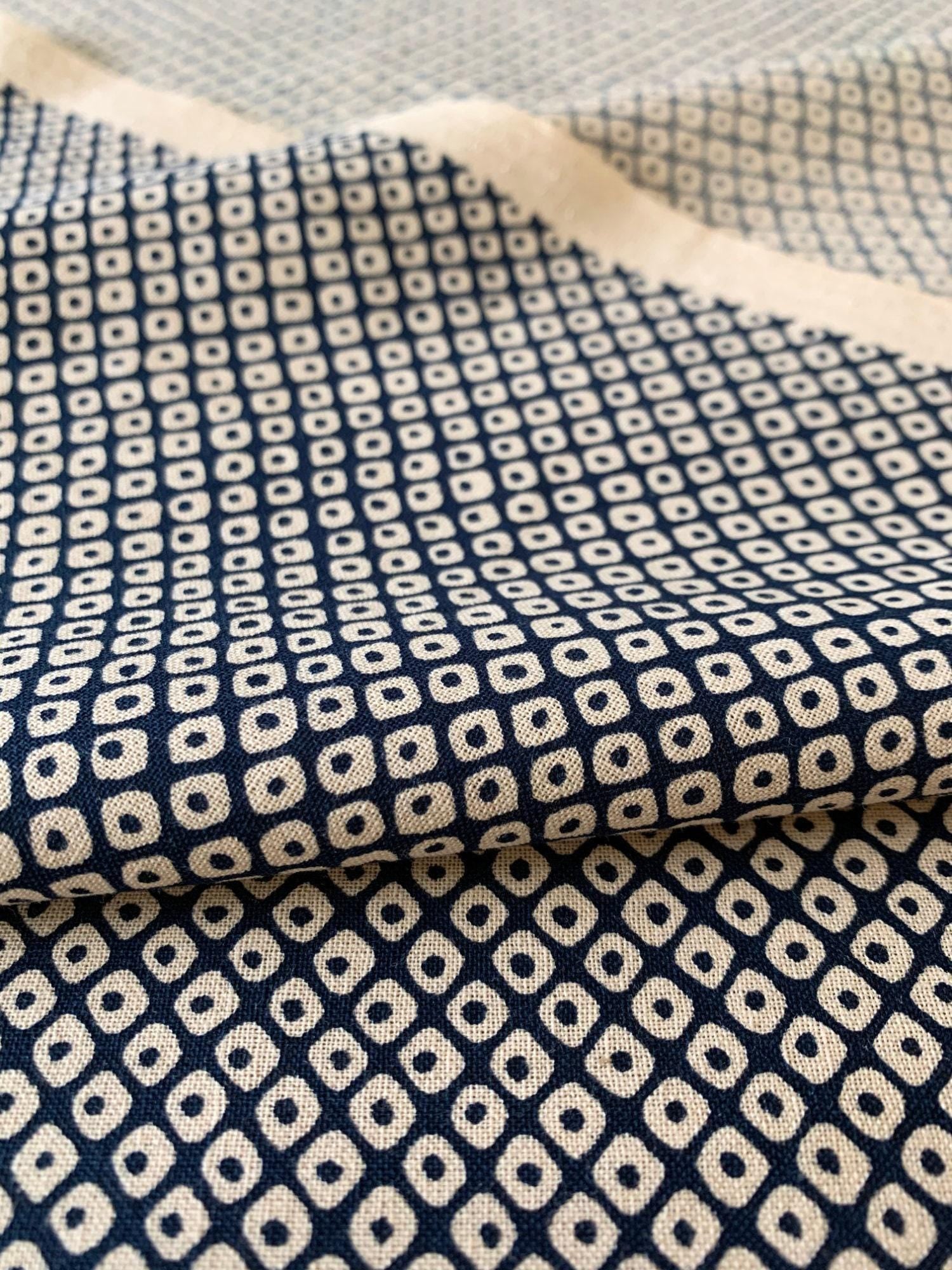 Sevenberry - Kanoko Dots Cotton Fabric - Navy Blue Beige