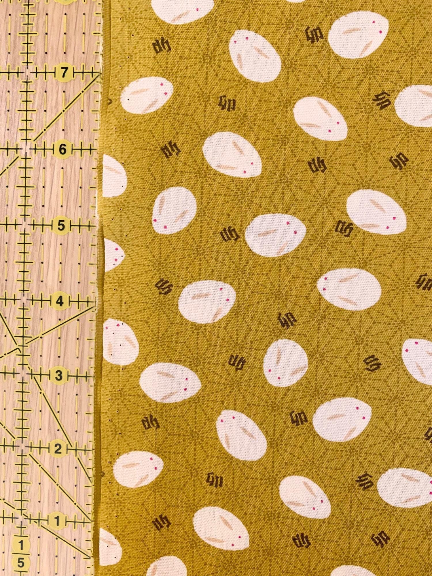 Yamaoka - Slipper Bunnies Cotton Fabric - Yellow