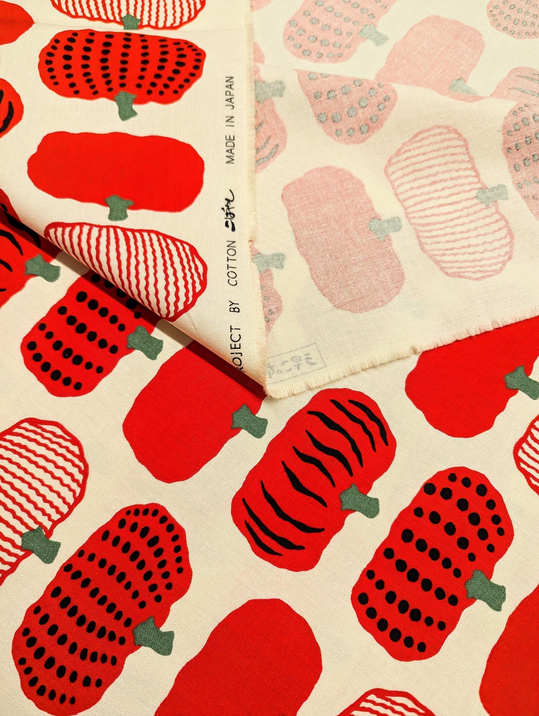Kokka - Kabocha Pumpkins Cotton Oxford - Red White