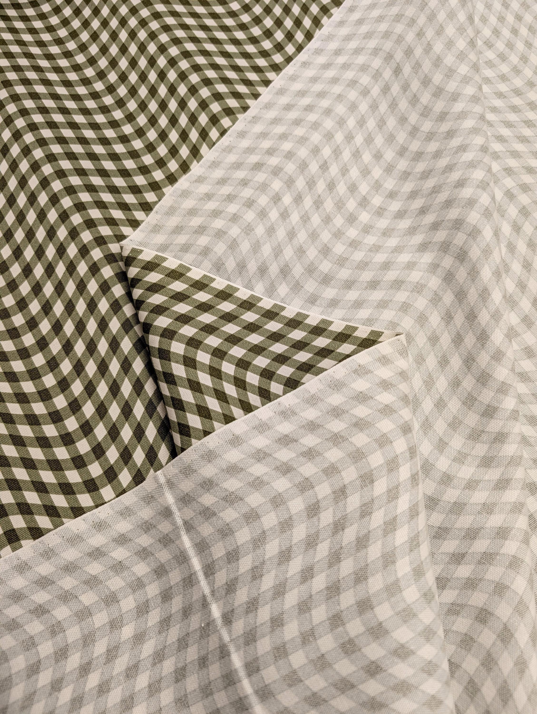 Hishiei - Warped Gingham Cotton Oxford Canvas - Green