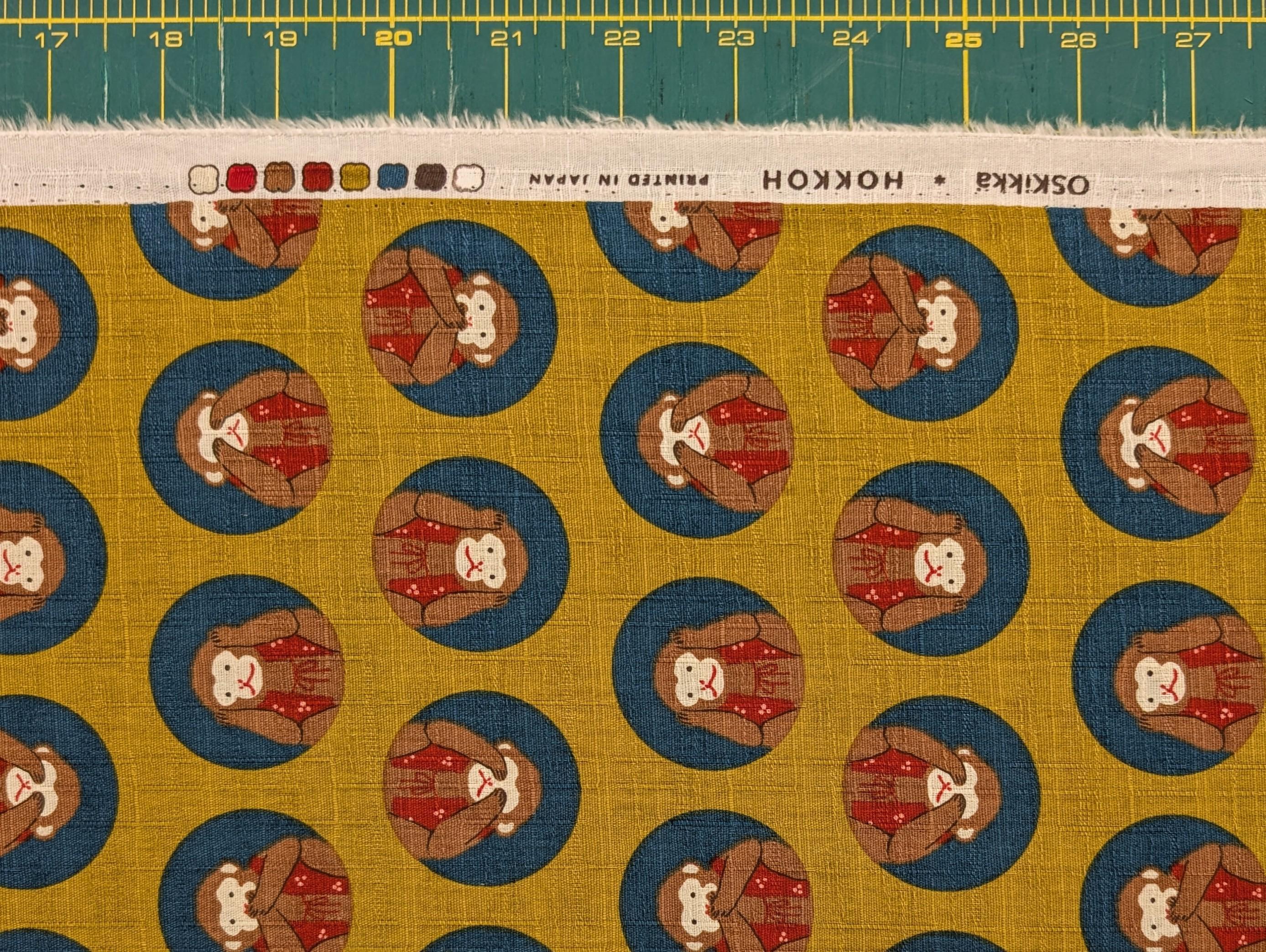 Hokkoh - Three Wise Monkeys Cotton Dobby - Yellow