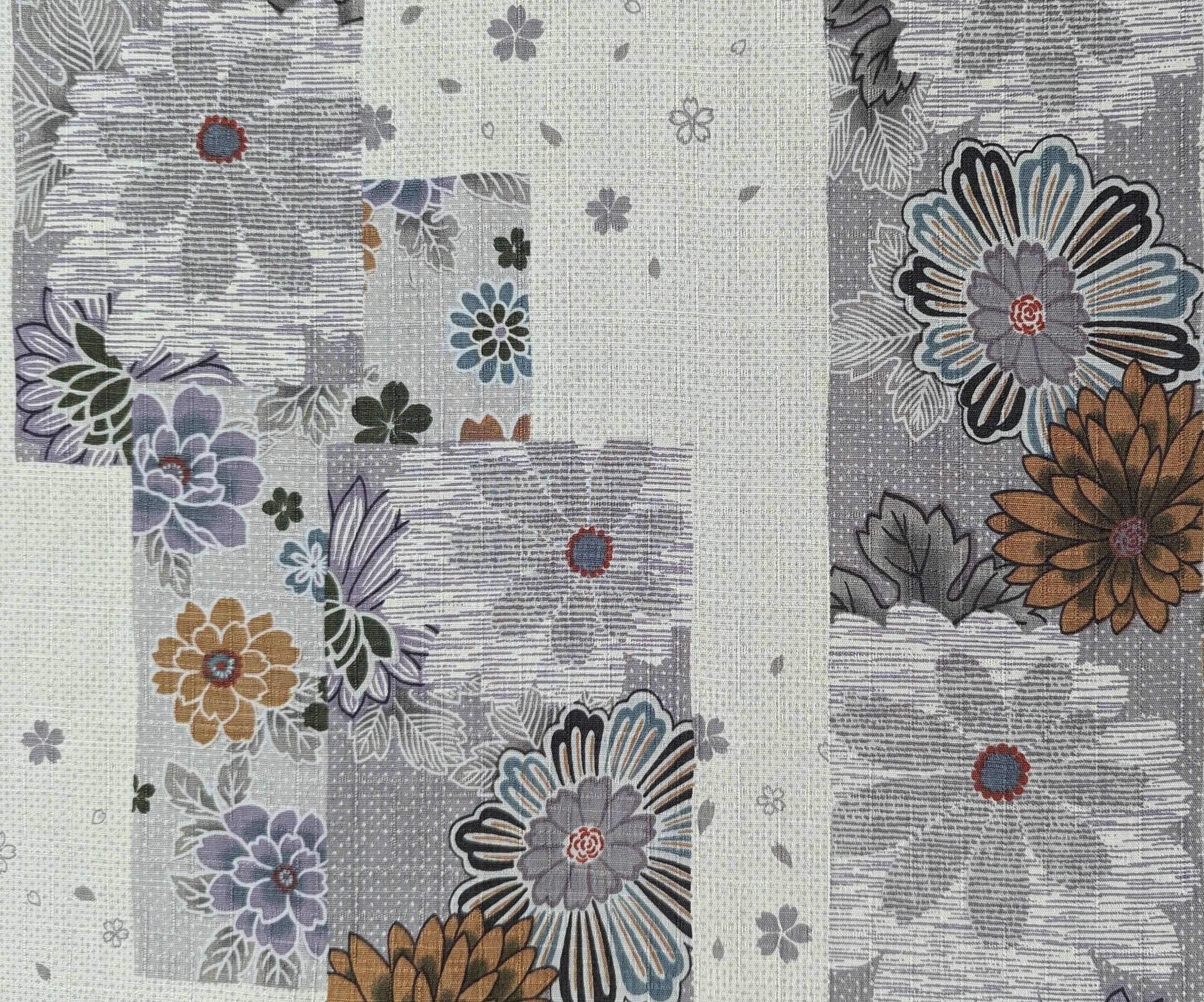Kobayashi - Spring Pastel Flowers Cotton Dobby - Gray