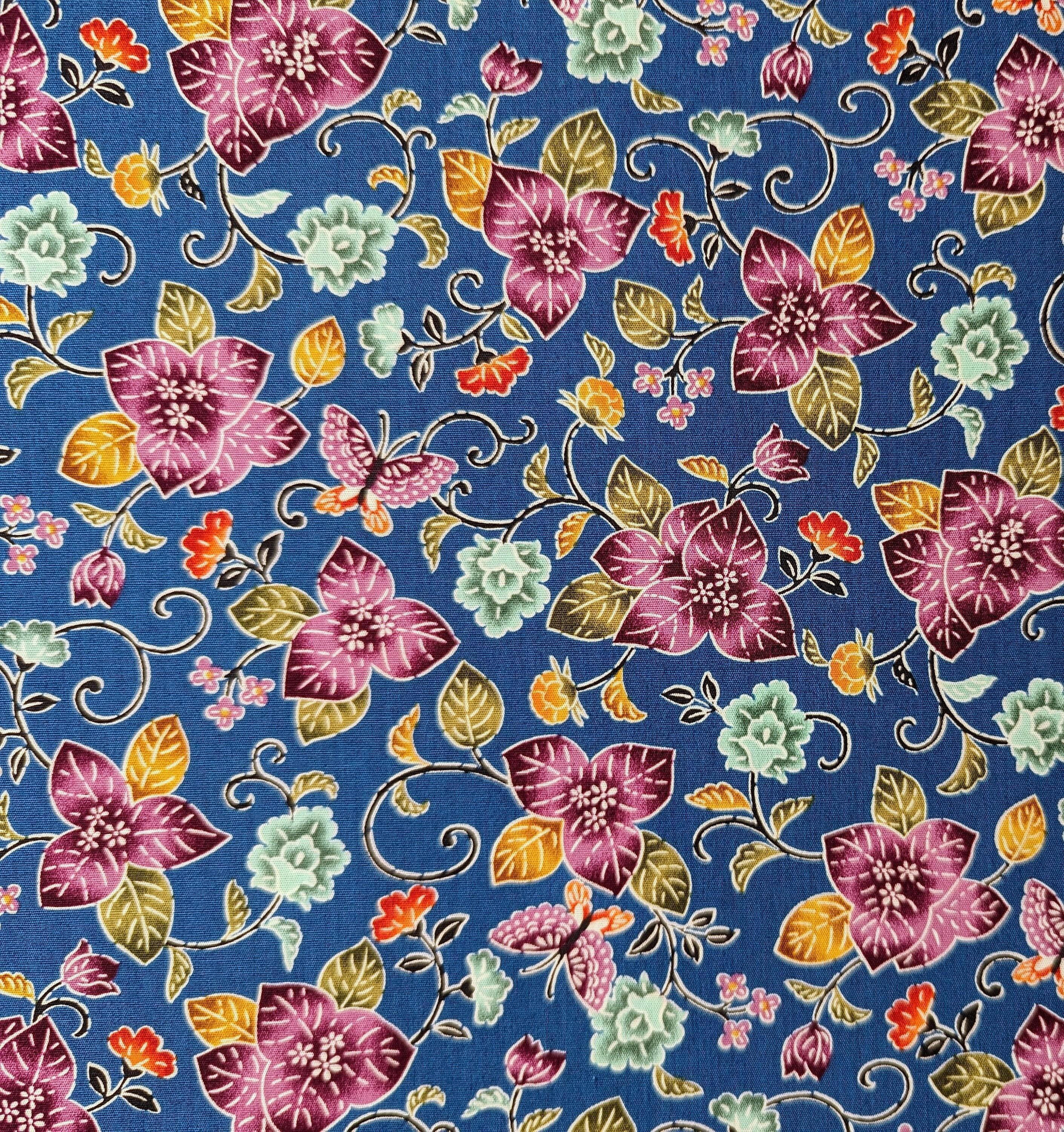 Cosmo - Tropical Flowers Cotton - Blue