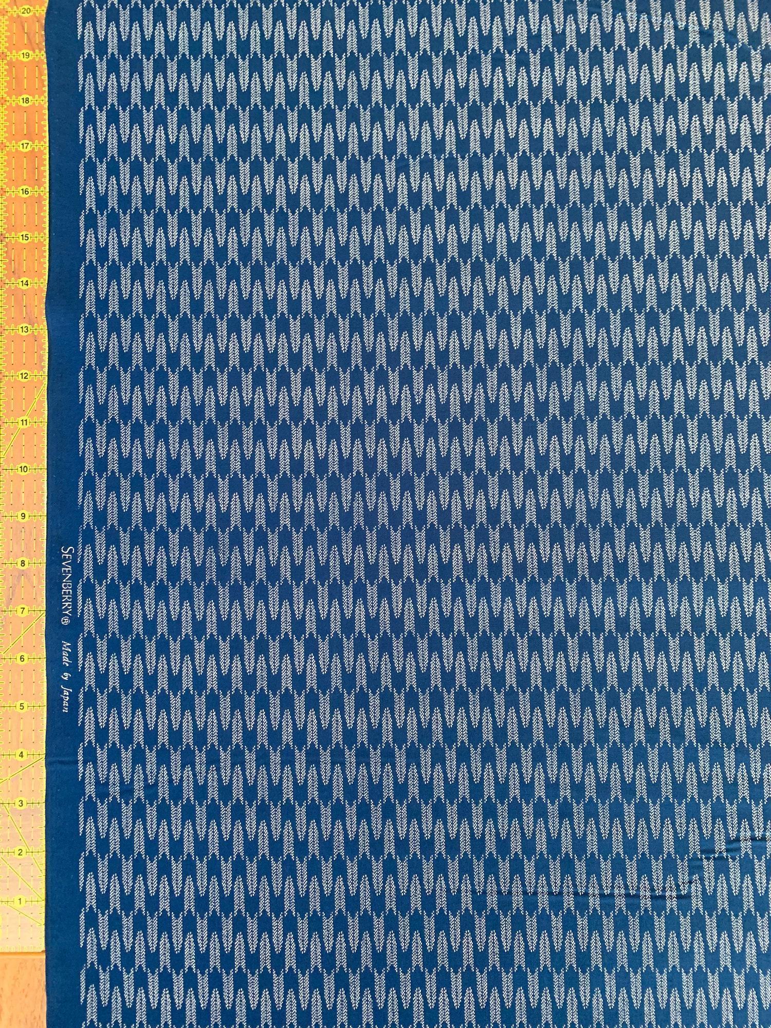 Sevenberry - Zigzag Yabane Arrows Cotton Fabric - Blue Beige