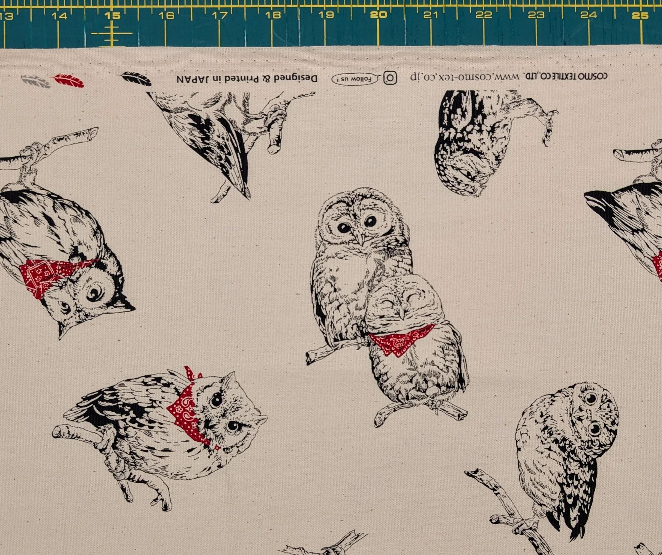 Cosmo - Owls in Bandanas Cotton Oxford - Beige