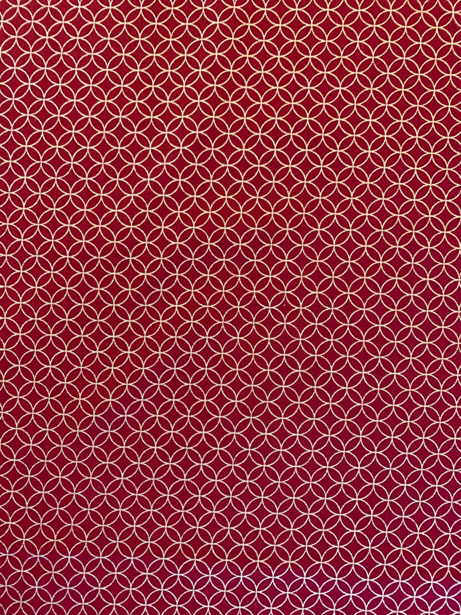 Sevenberry - Golden Shippo Circles Cotton Fabric - Red