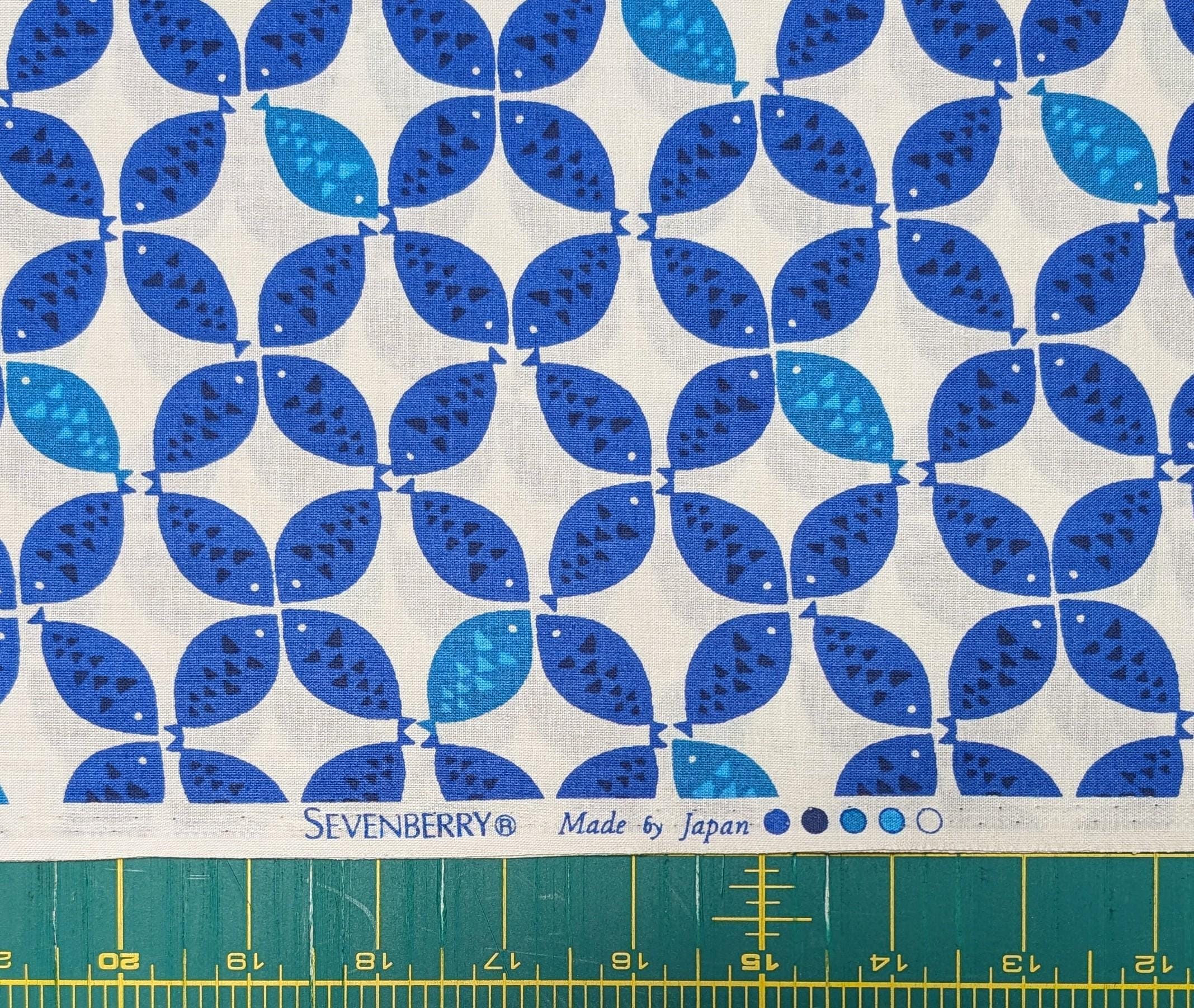 Sevenberry - Shippō Fish Cotton Fabric - Blue and White