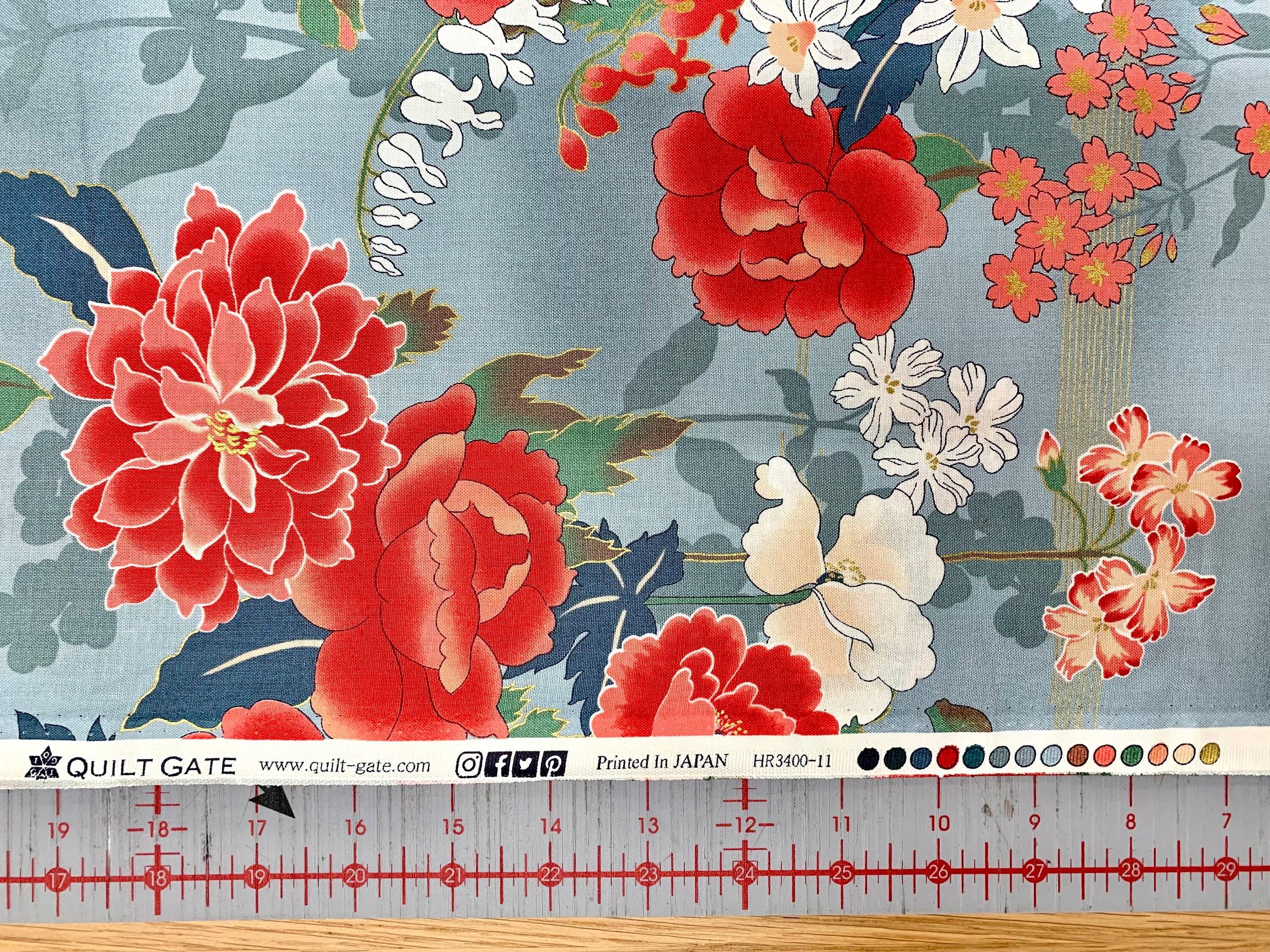 QuiltGate - Hyakka Ryoran Floral Splendor Cotton Fabric - Gray