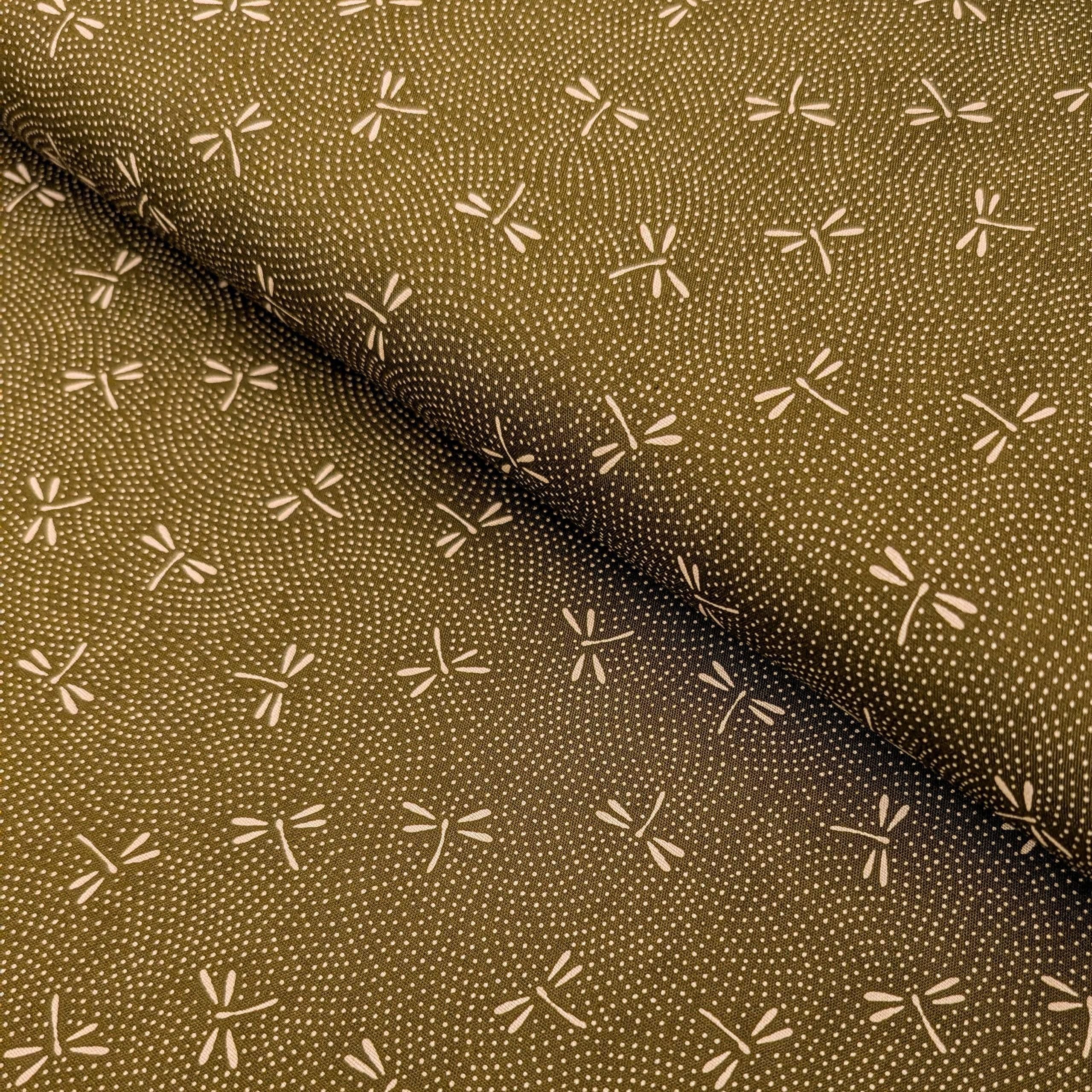 NEW Dotted Dragonflies Senyo Japanese cotton fabric SK-100-4 E green