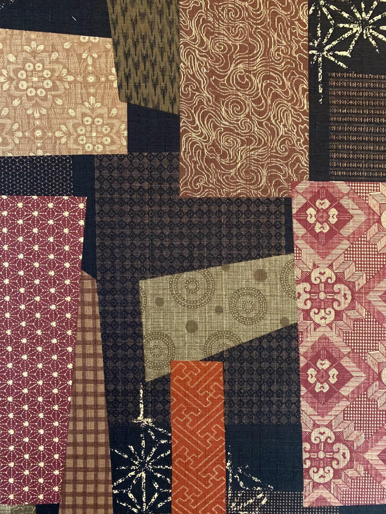 Morikiku - Boro Patchwork Cotton Dobby - Brown