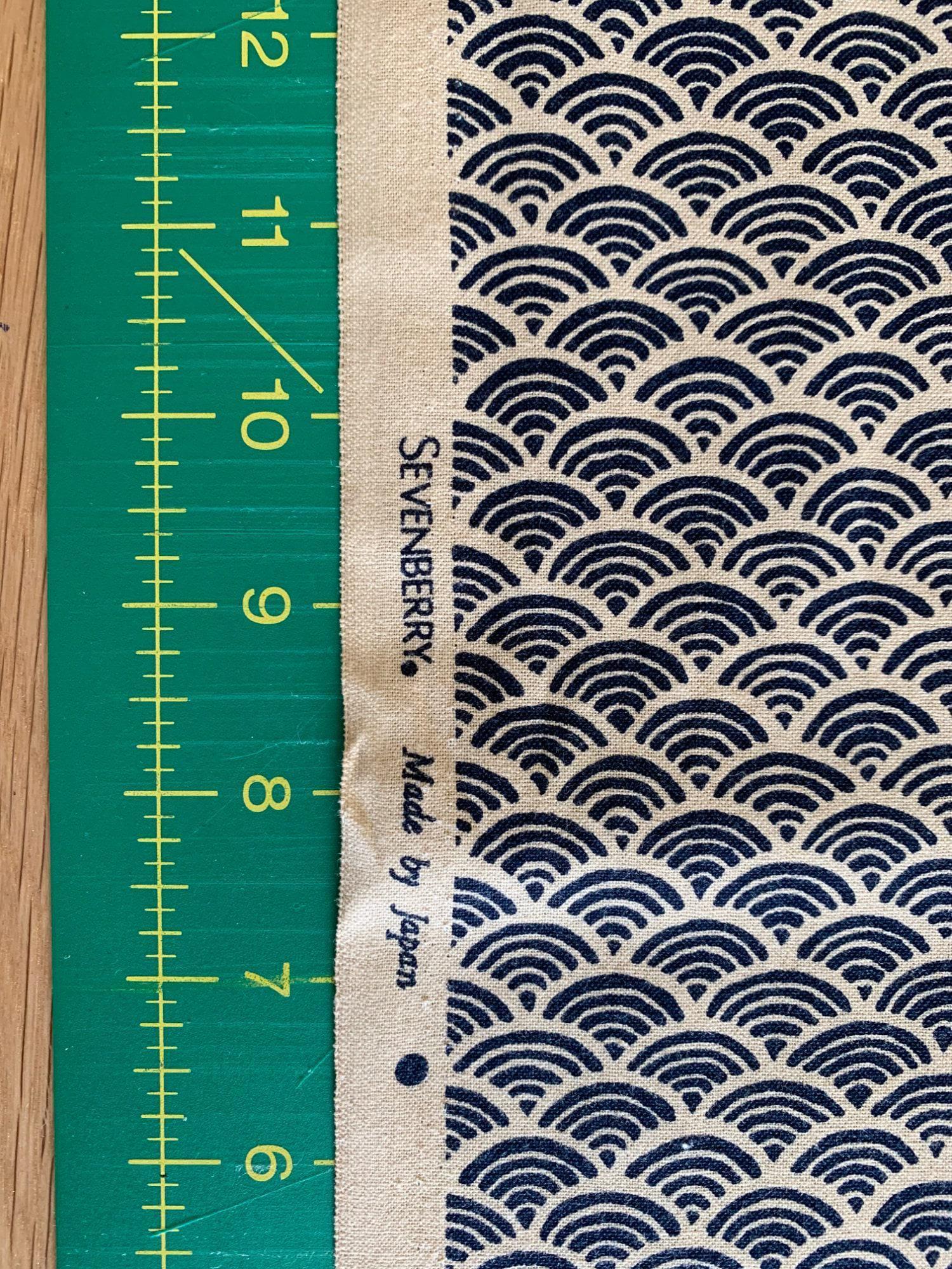 Sevenberry - Waves Cotton Fabric - Beige Navy Blue