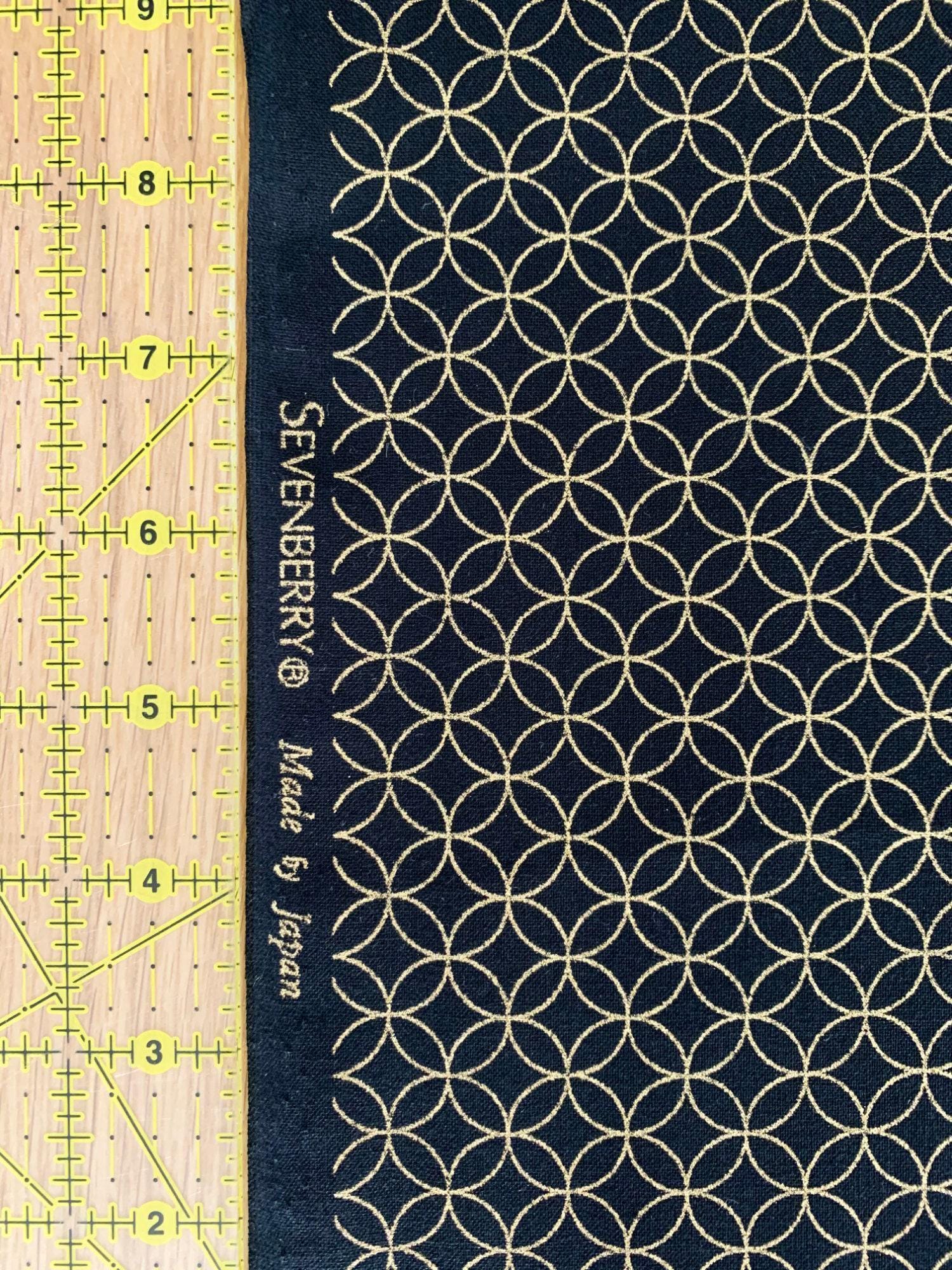Sevenberry - Golden Shippo Circles Cotton Fabric - Black