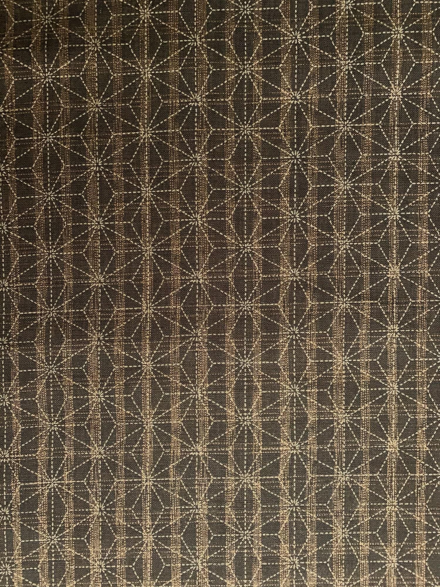 Sevenberry - Asanoha Hemp Leaf Star Cotton Fabric - Brown Tan