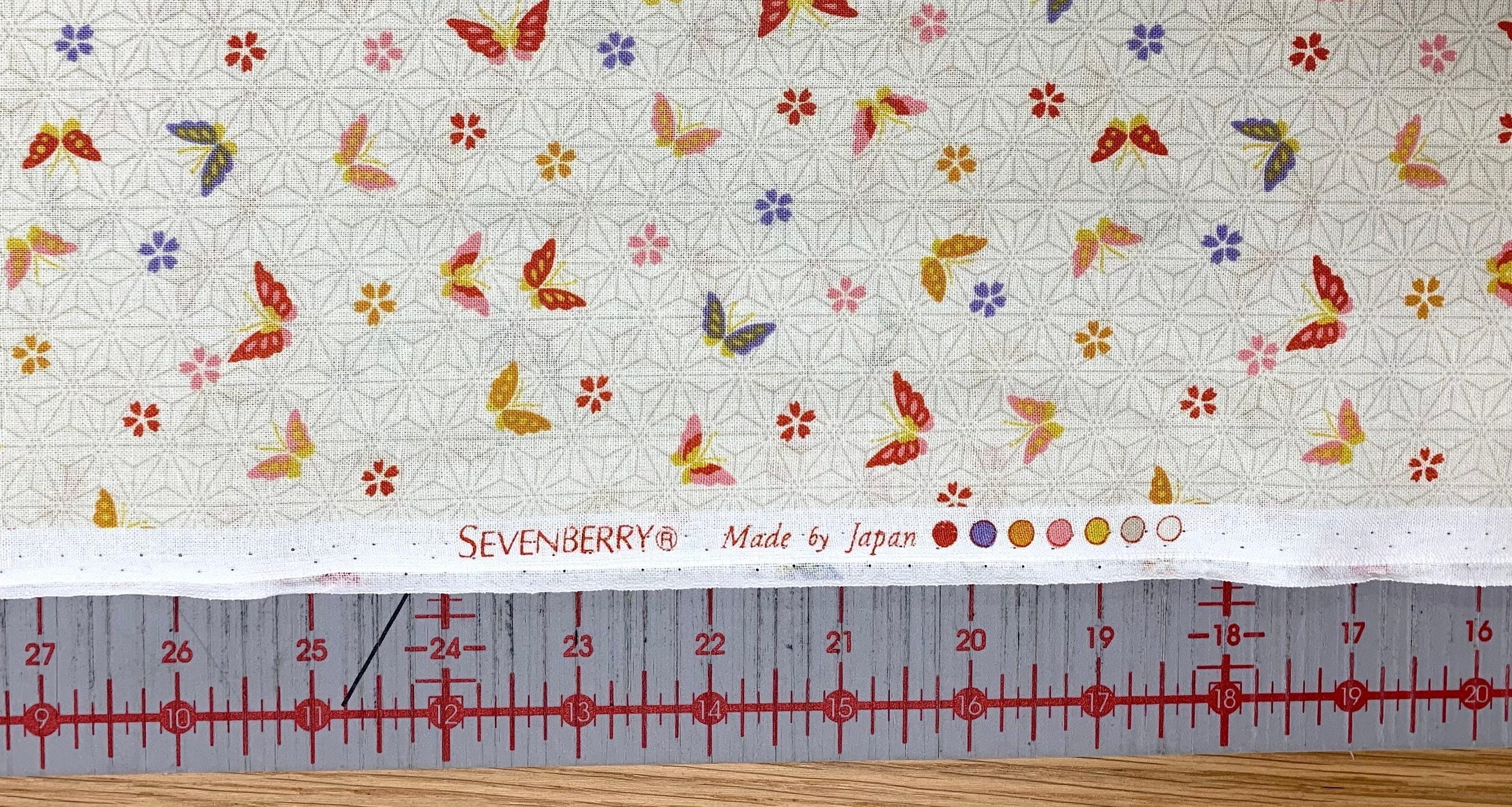 Sevenberry - Little Butterflies and Asanoha Stars Cotton Fabric - Cream