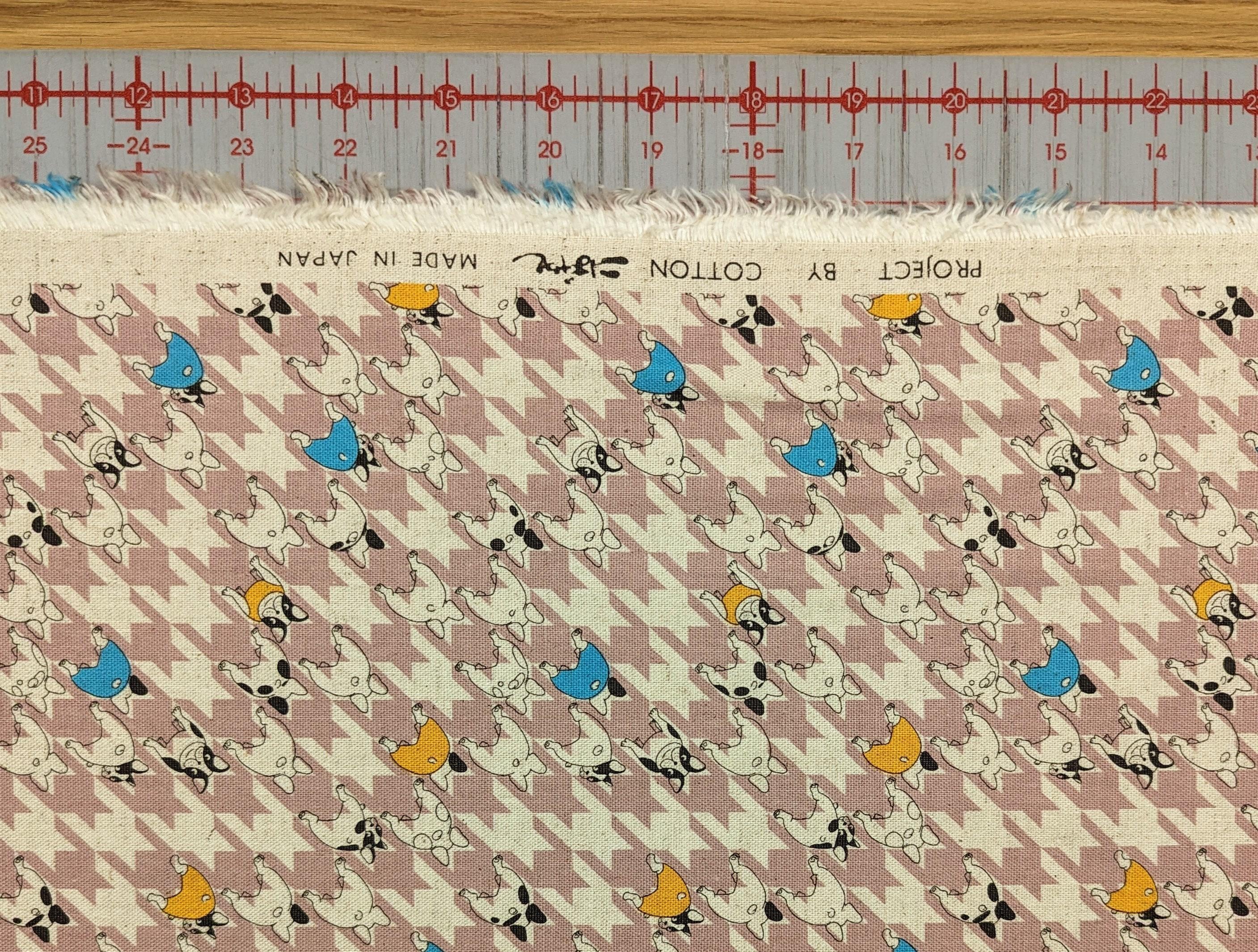 Kobayashi - Frenchies & Herringbone Cotton/Linen Light Canvas - Yellow Blue