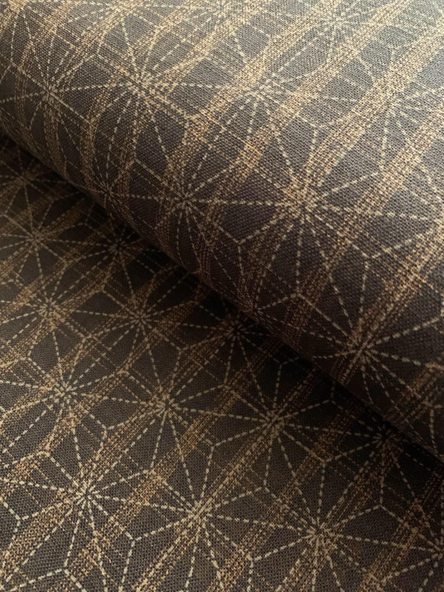 Sevenberry - Asanoha Hemp Leaf Star Cotton Fabric - Brown Tan