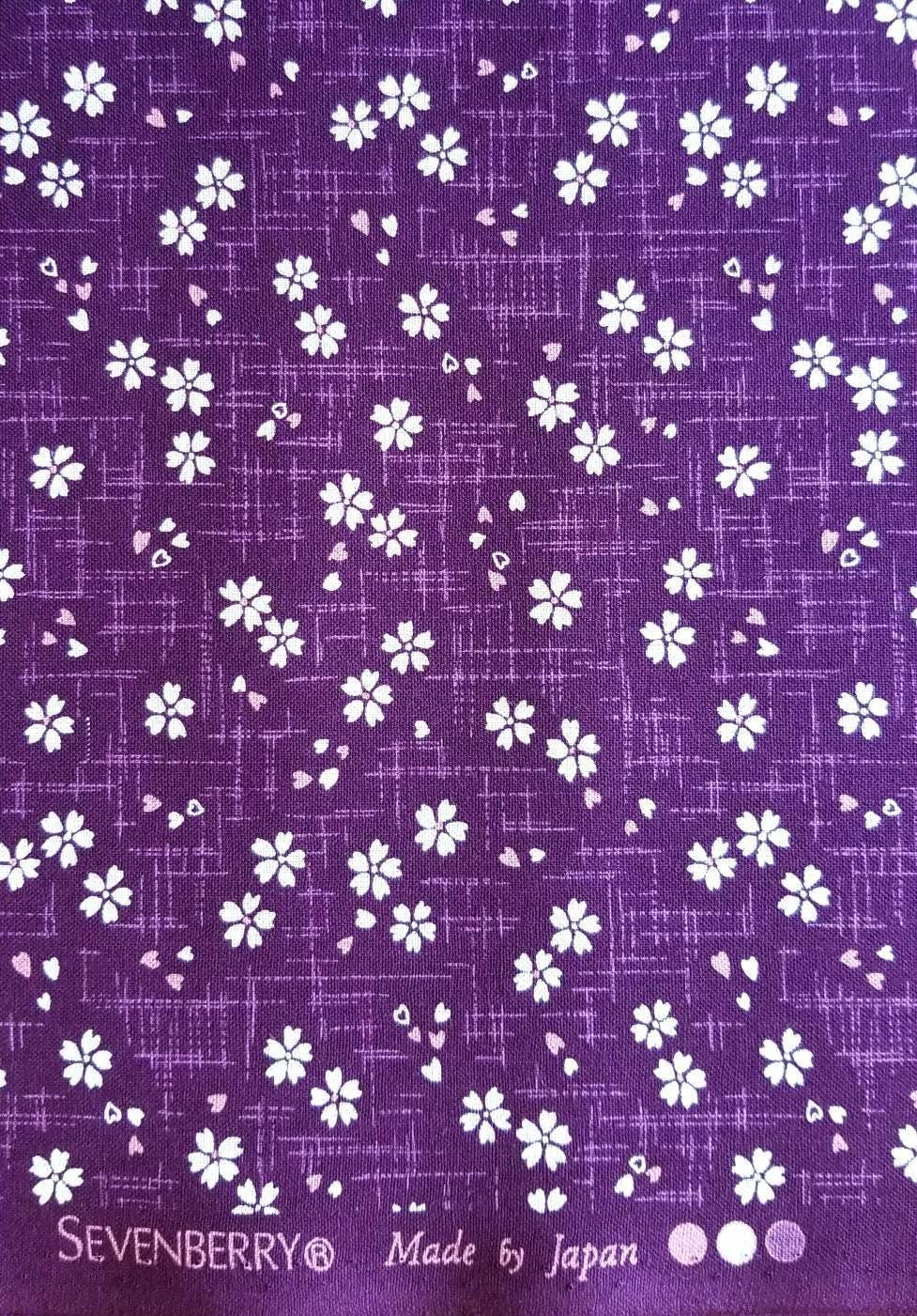 Sevenberry - Cherry Blossoms in Plum Purple Cotton Fabric - Plum Purple