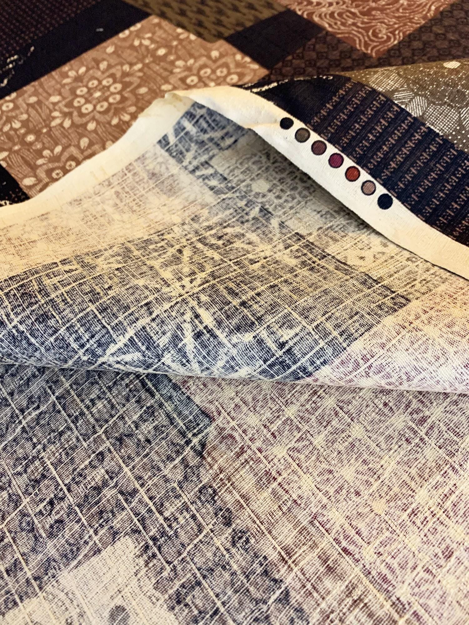 Morikiku - Boro Patchwork Cotton Dobby - Brown