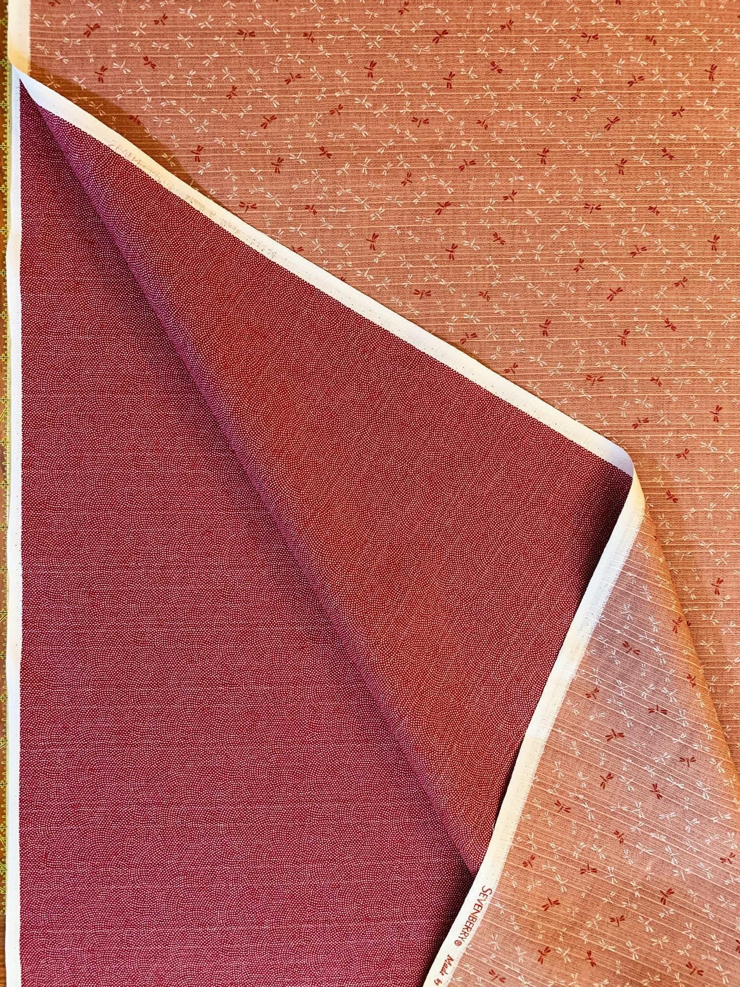 Sevenberry - Double Sided Dragonfly and Same-Komon Cotton Shantung - Pink Red